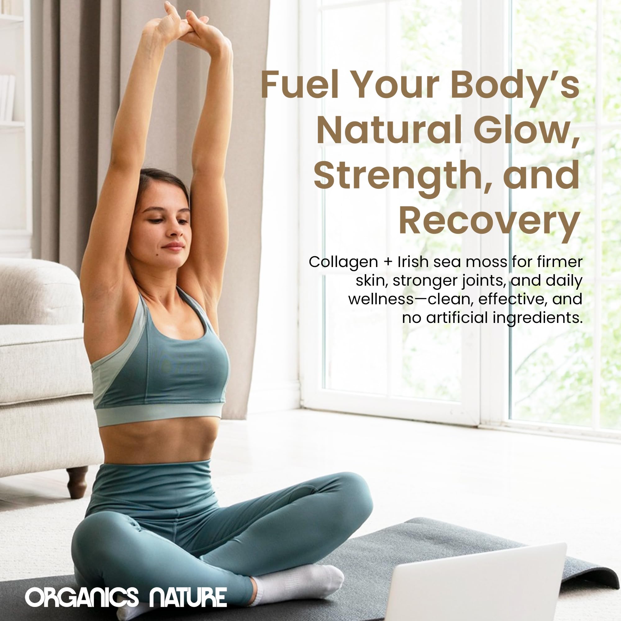 Side view of ORGANICS NATURE Vanilla Caramel Collagen packaging