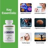 Side view of Paradise Herbs L-Carnosine Capsules bottle