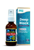 Side view of PPG-PLUS Deep Block vitamin capsule bottle