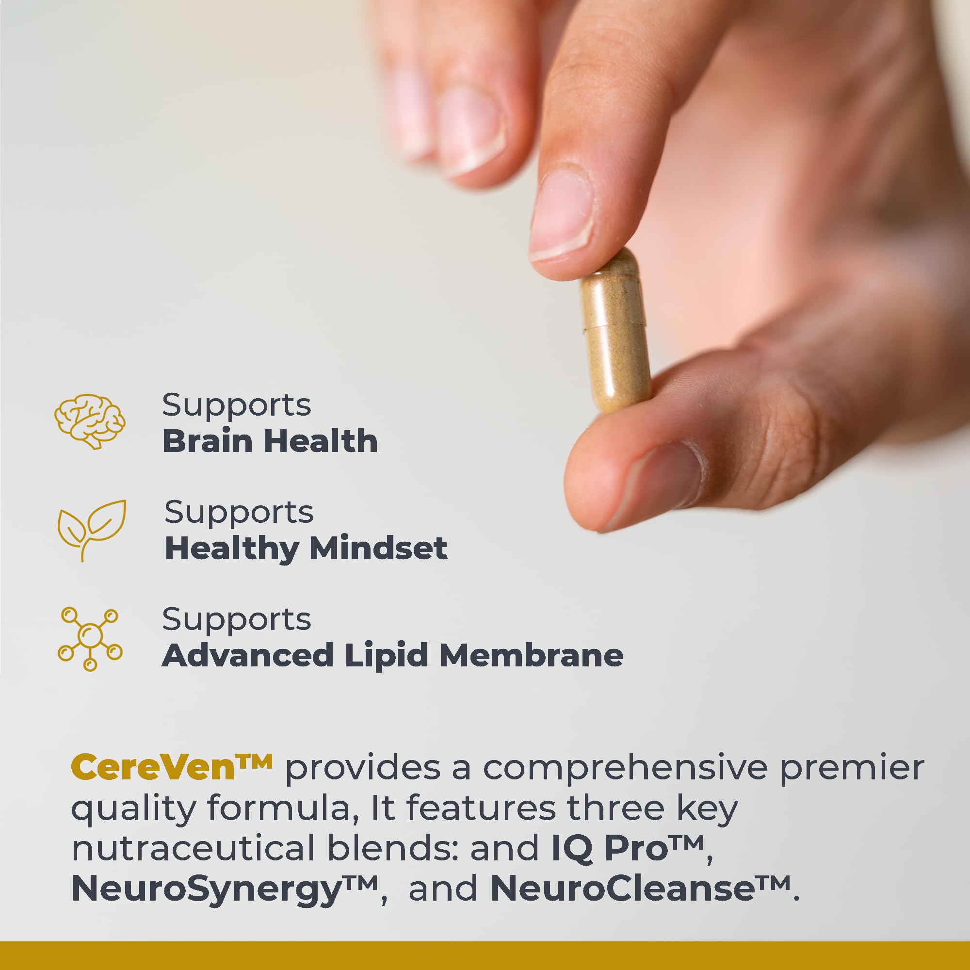 Side view of Premier Research Labs CereVen supplement bottle