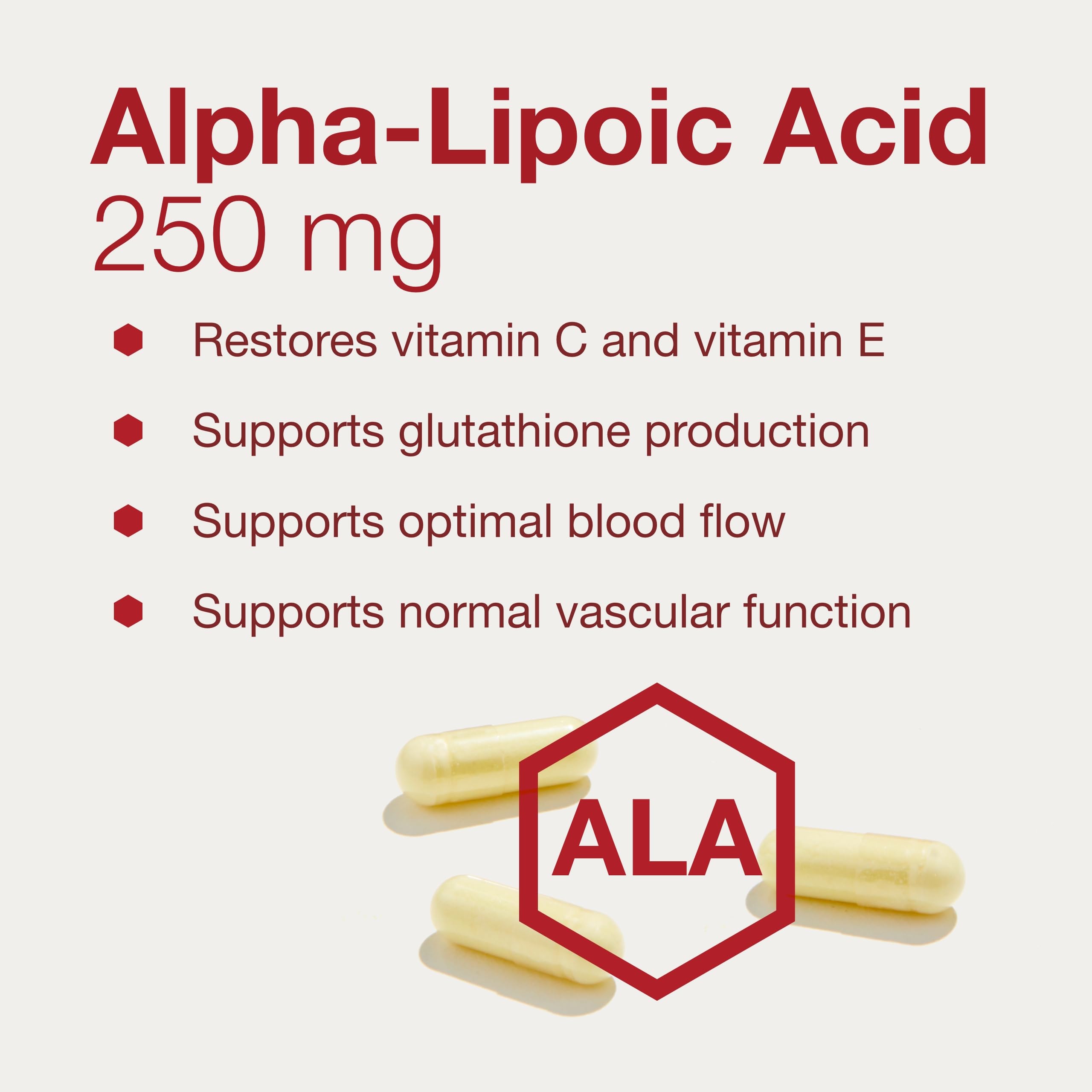 Side view of PROTOCOL FOR LIFE BALANCE Alpha Lipoic Acid 250mg capsules