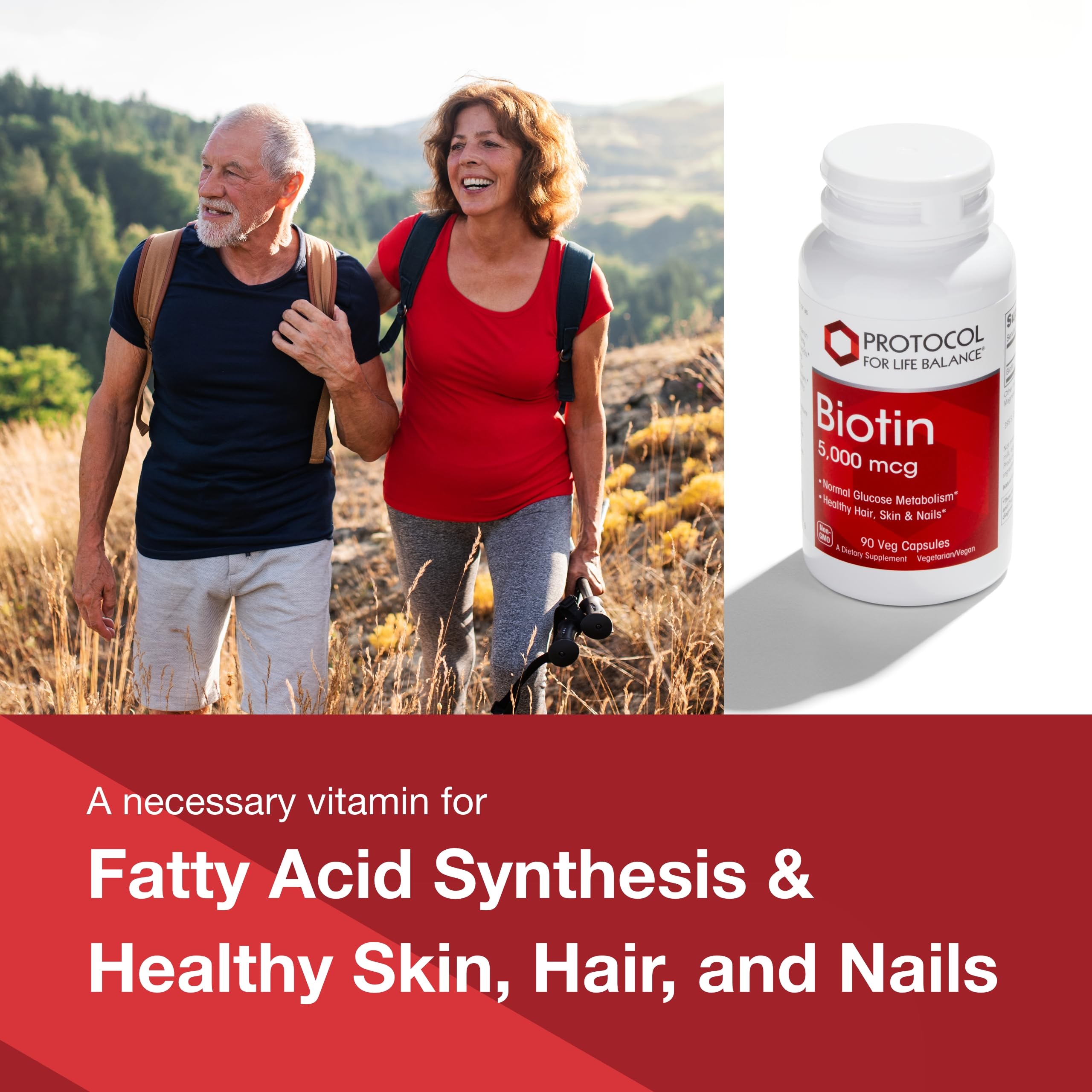 Side view of PROTOCOL FOR LIFE BALANCE Biotin B7 Supplement capsules