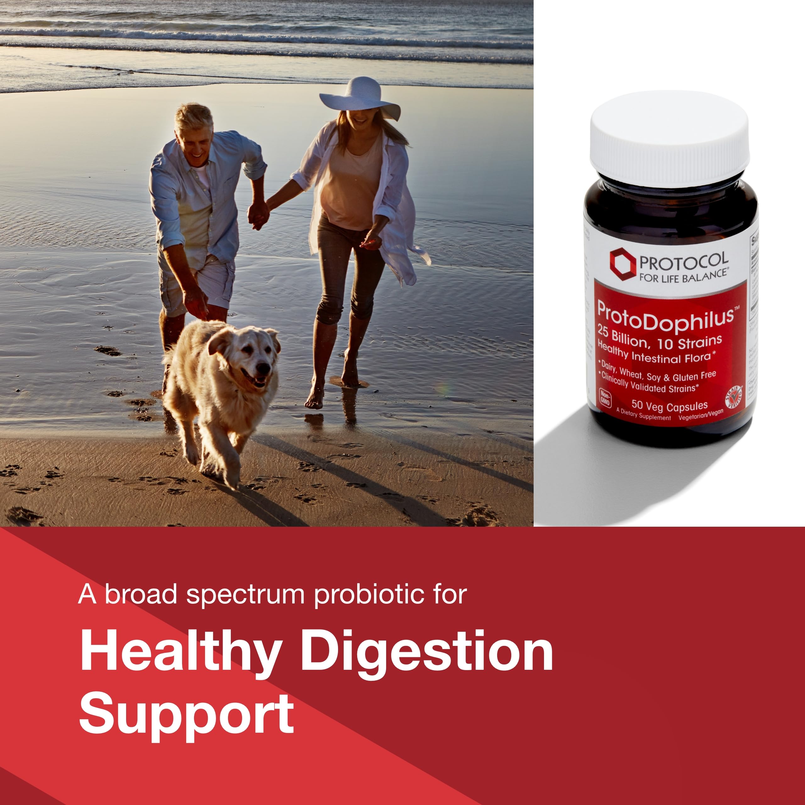 Side view of PROTOCOL FOR LIFE BALANCE ProtoDophilus Probiotic 25 Billion CFU capsule