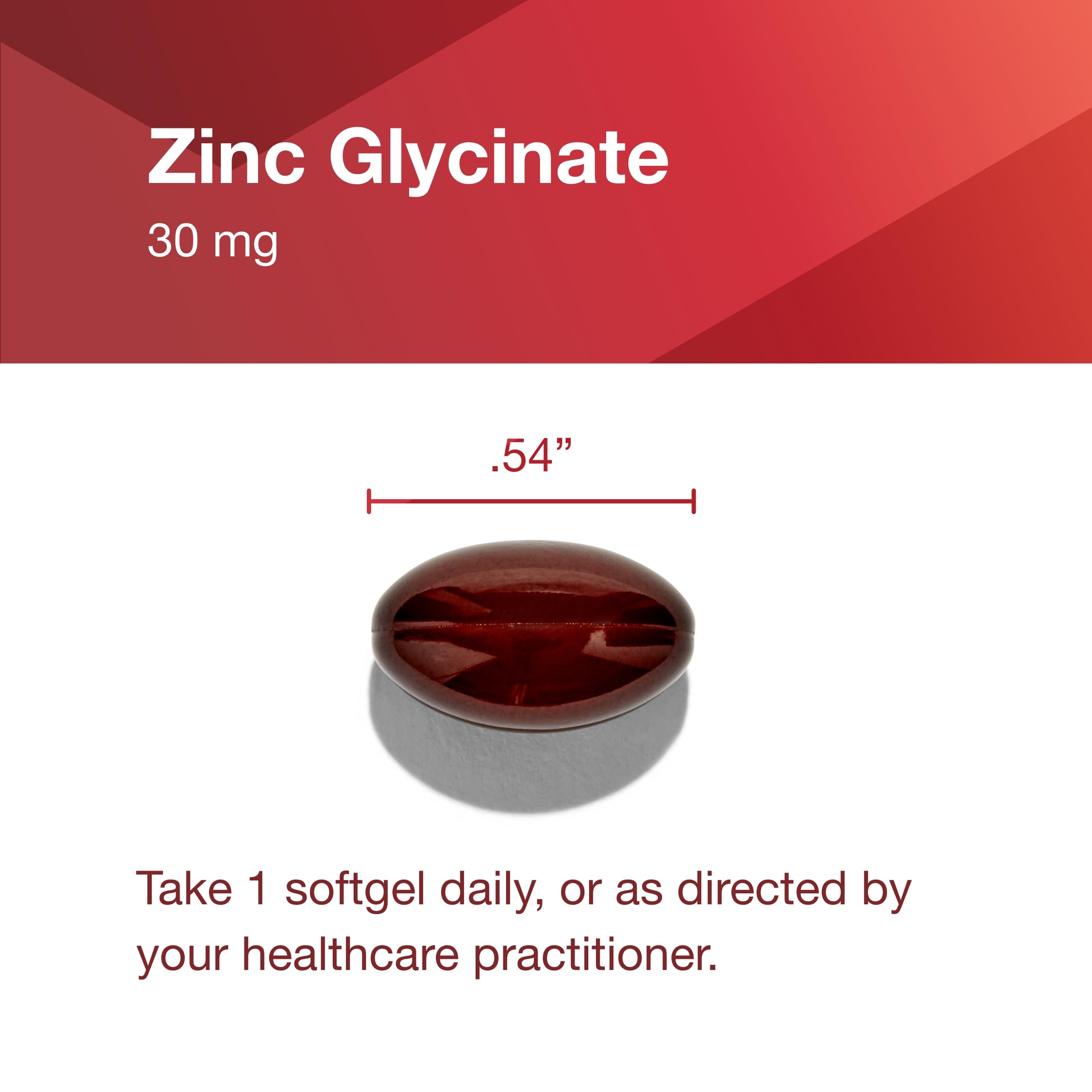 Side view of PROTOCOL FOR LIFE BALANCE Zinc Glycinate 30mg Softgels
