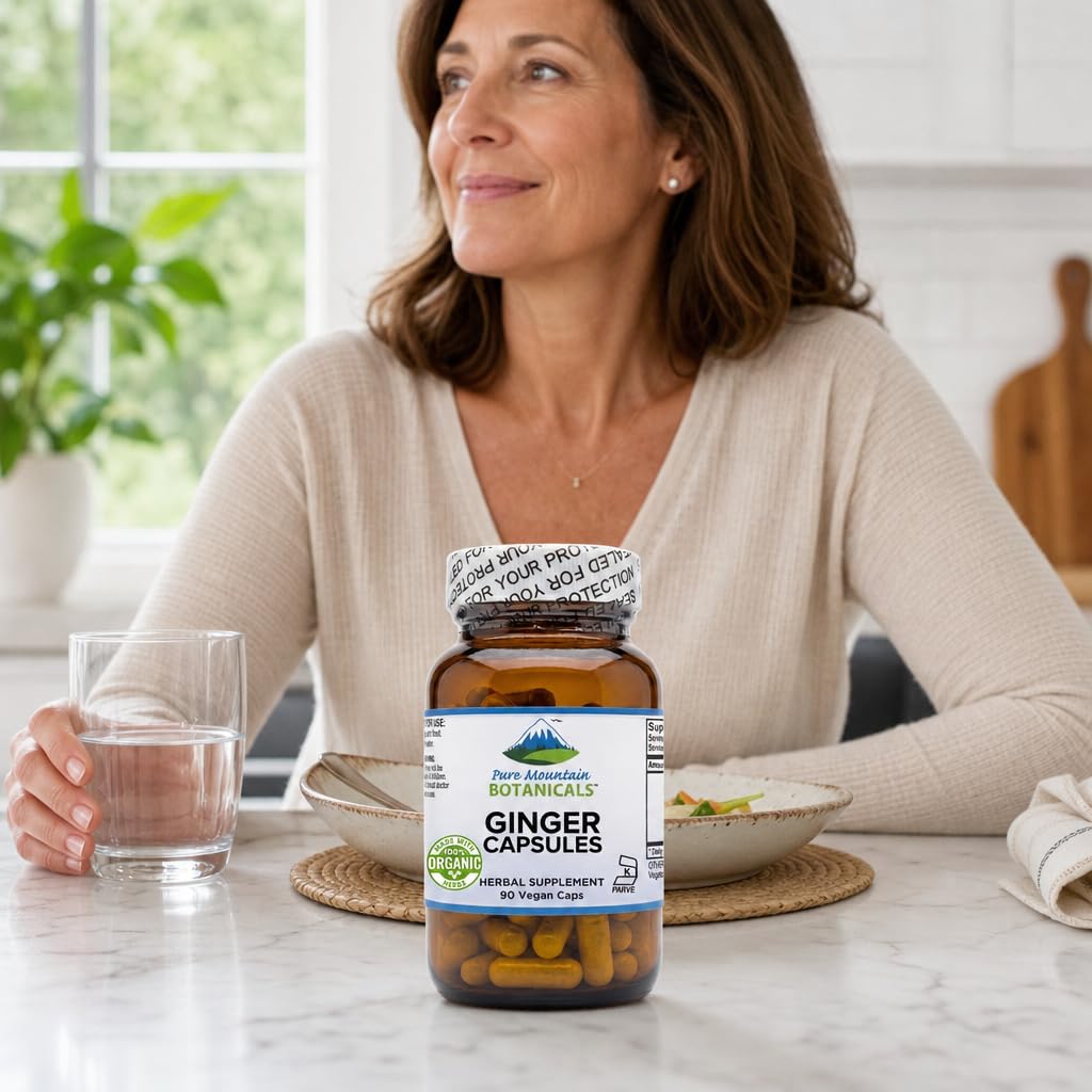 Side view of Pure Mountain Botanicals Ginger Root Capsules