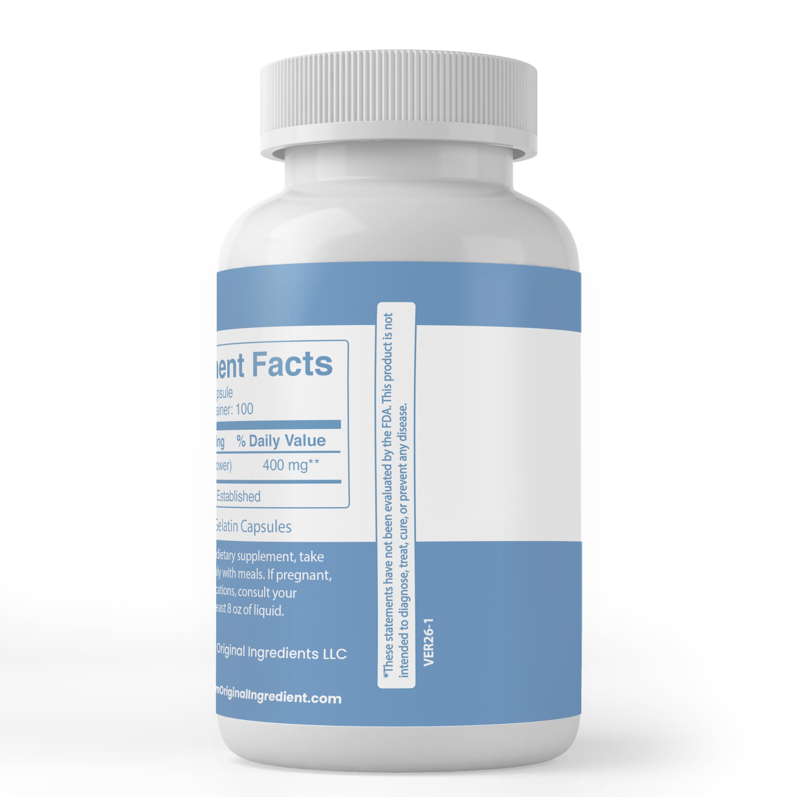 Side view of PURE ORIGINAL INGREDIENTS Hops Extract Capsules