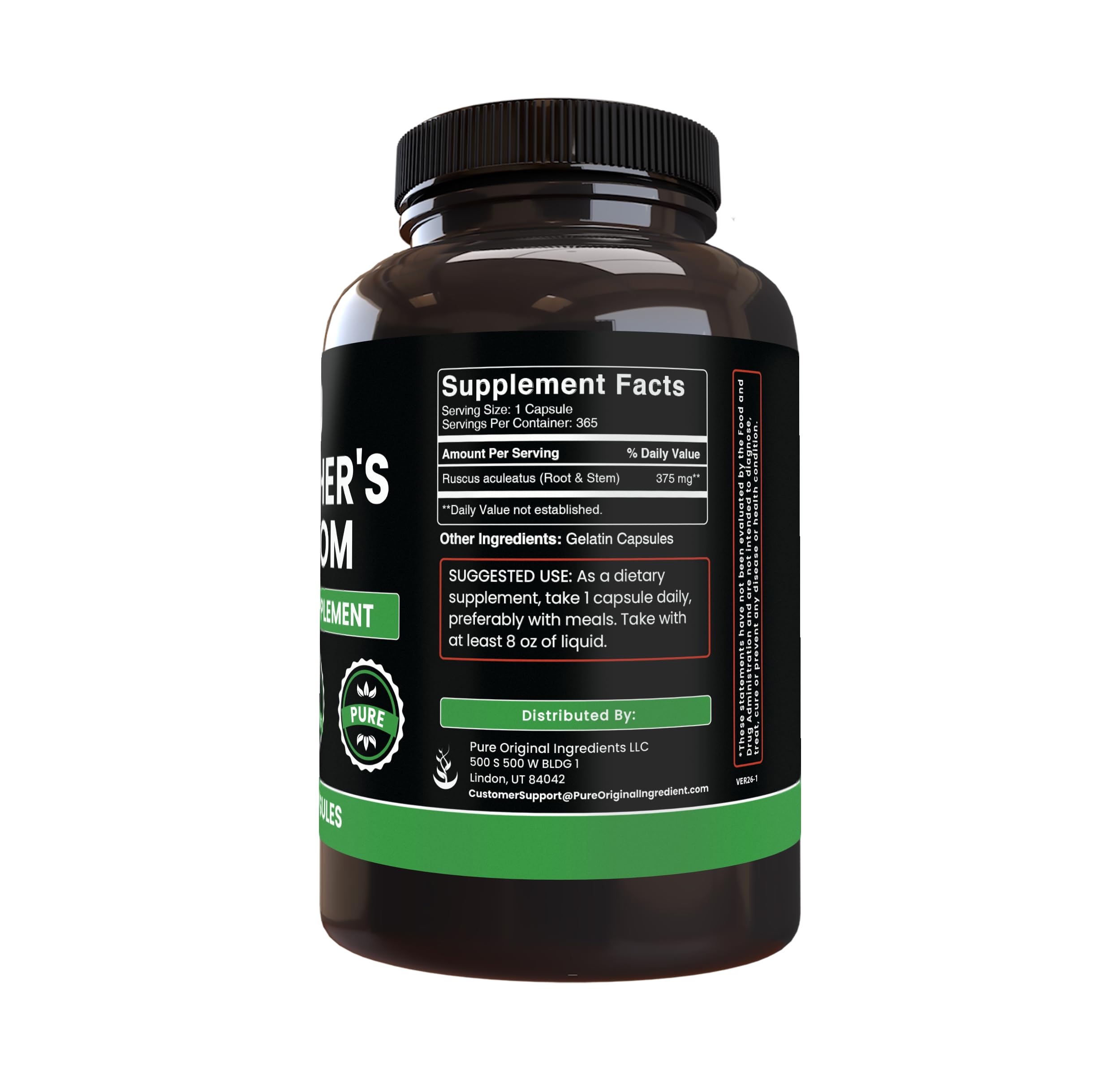 Side view of PURE ORIGINAL INGREDIENTS Magnesium Supplement 249g