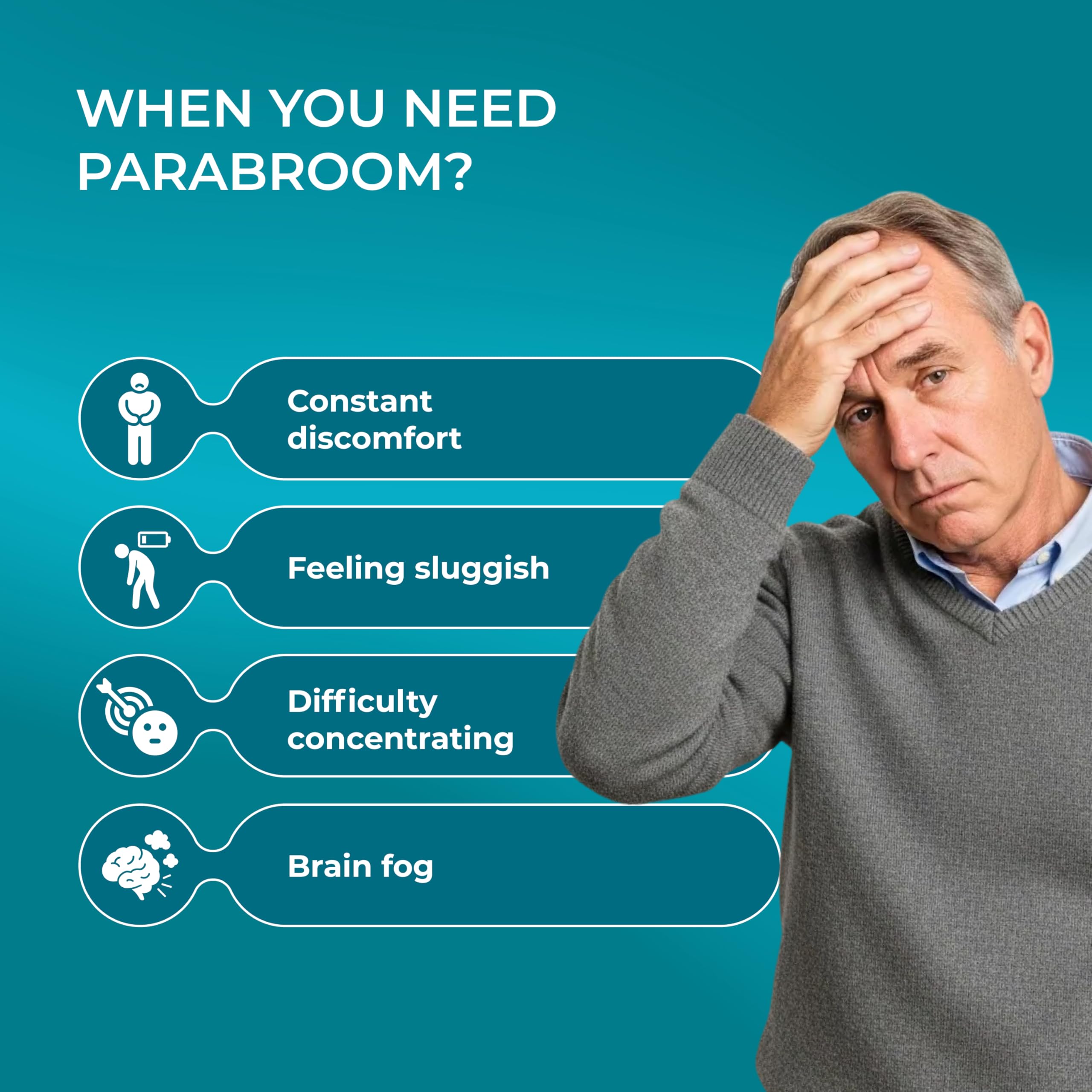 Side view of PUREHEALTH RESEARCH Parabroom Herbal Supplement bottle
