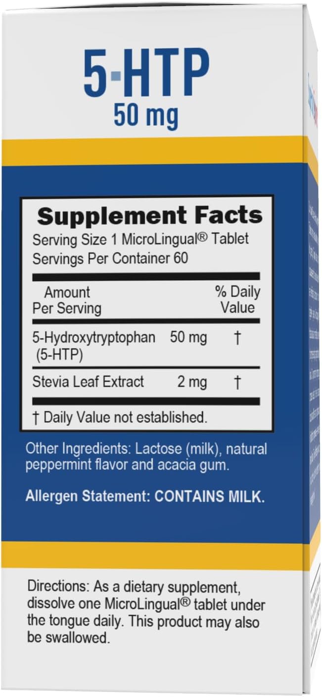 Side view of quality Source 5-HTP Health Supplement bottle