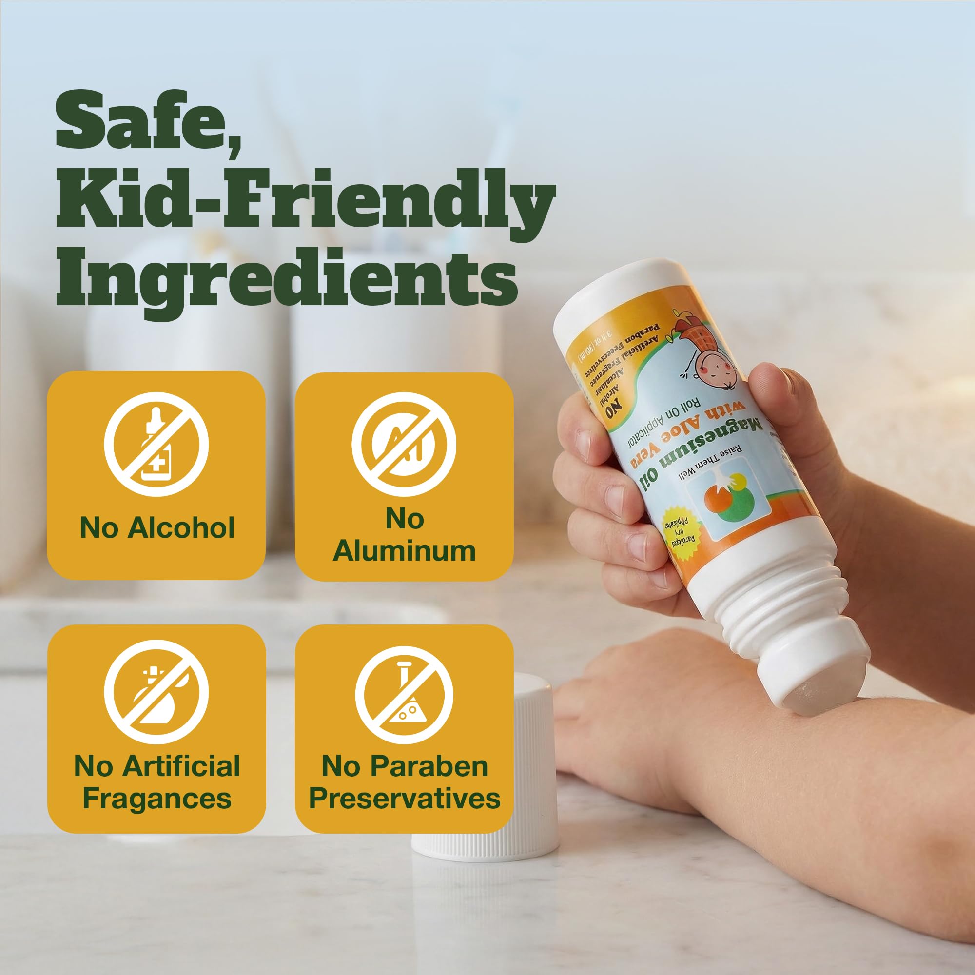 Side view of Raise Them Well Magnesium Roll-On bottle