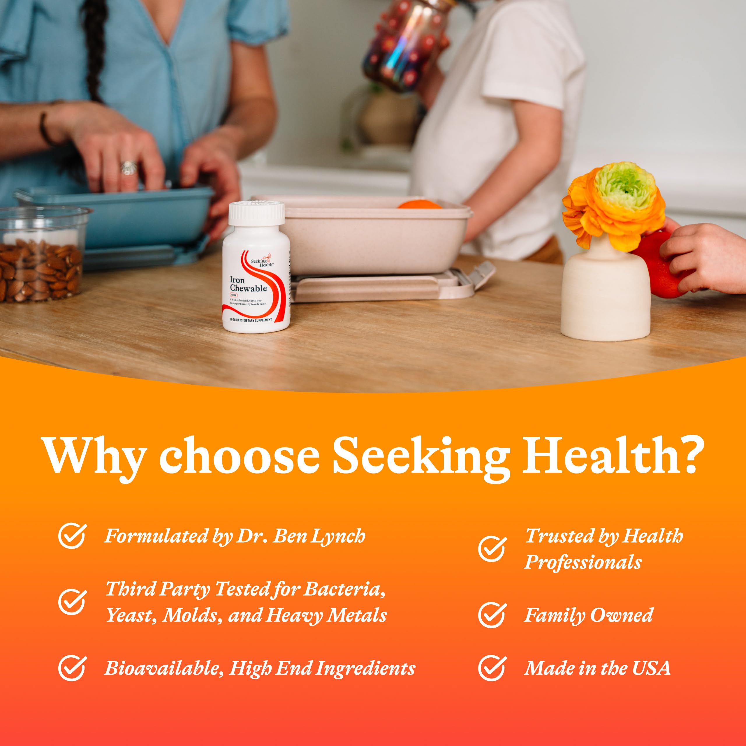 Side view of Seeking Health Iron Supplement packaging