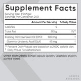 Side view of Sports Research Evening Primrose Oil 1300mg mini softgels bottle