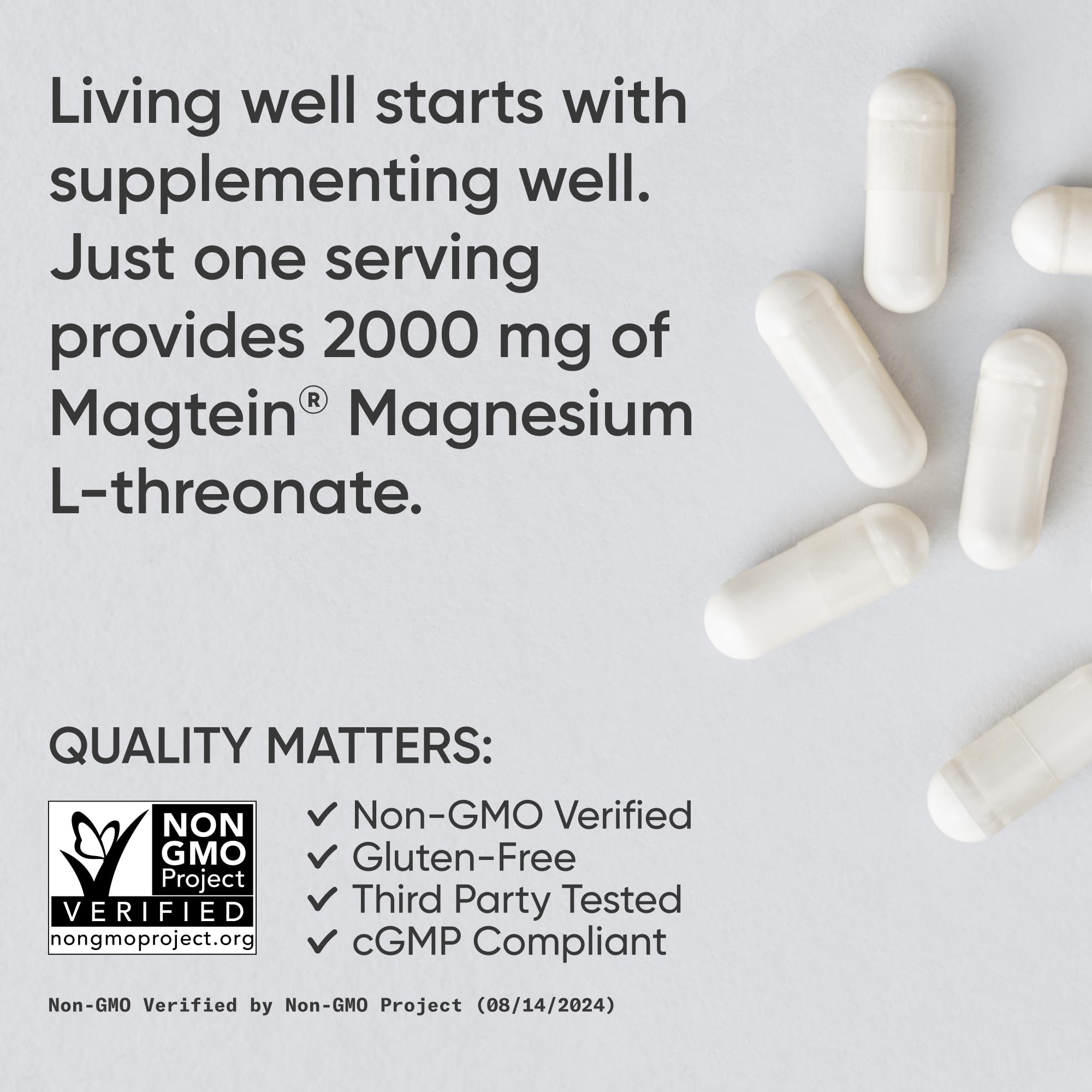 Side view of Sports Research Magnesium L-Threonate capsules