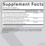 Side view of Sports Research Oregano Oil & Black Cumin Seed Oil Softgels bottle