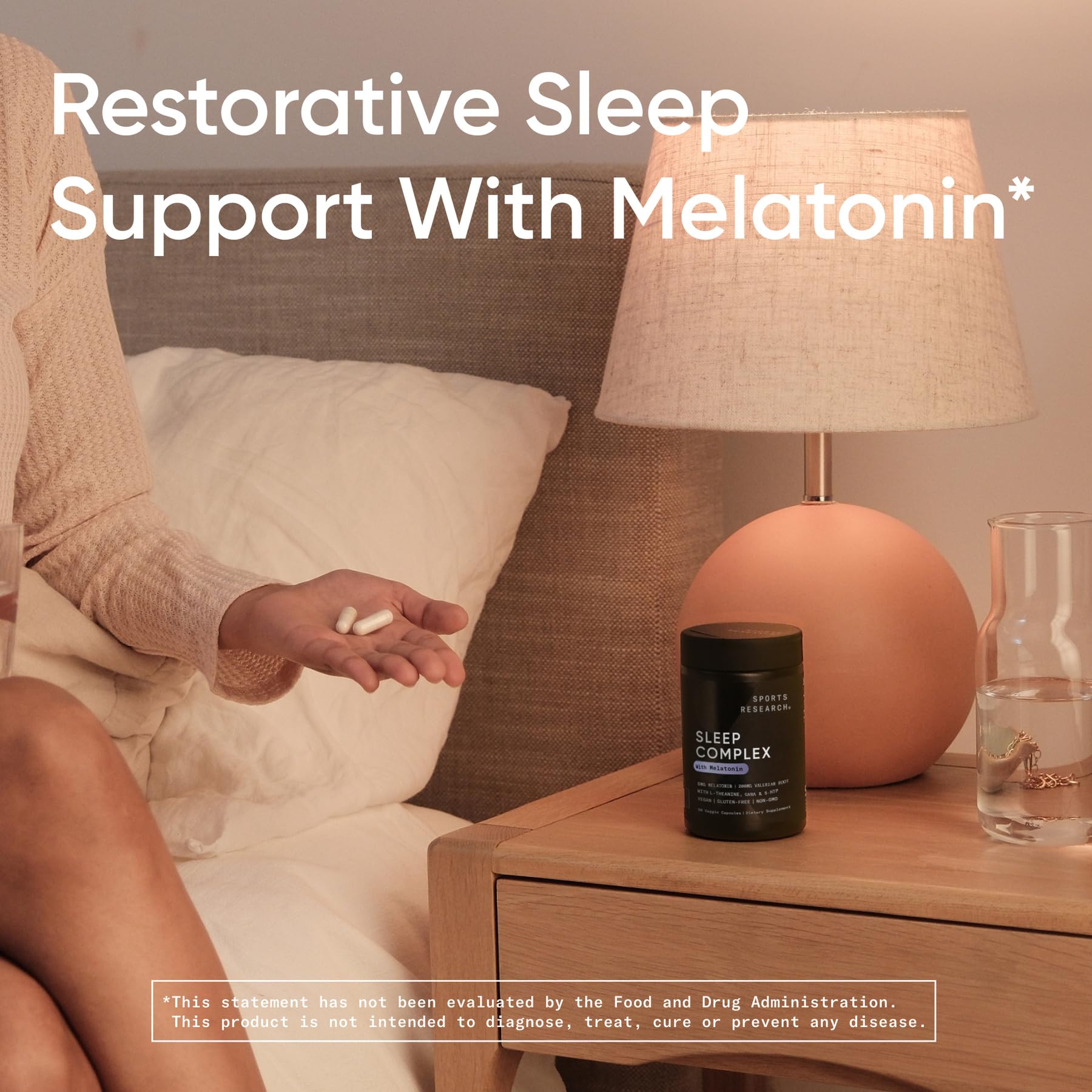 Side view of Sports Research Sleep Complex Capsules bottle