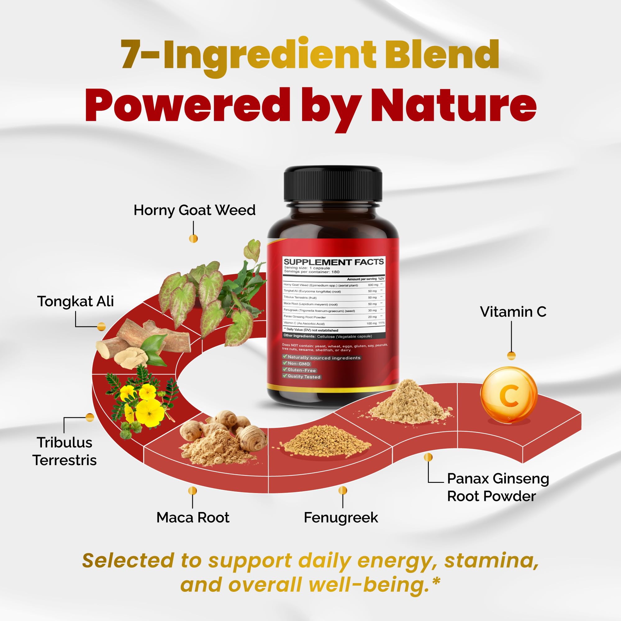 Side view of VEGATOT Horny Goat Weed supplement bottle
