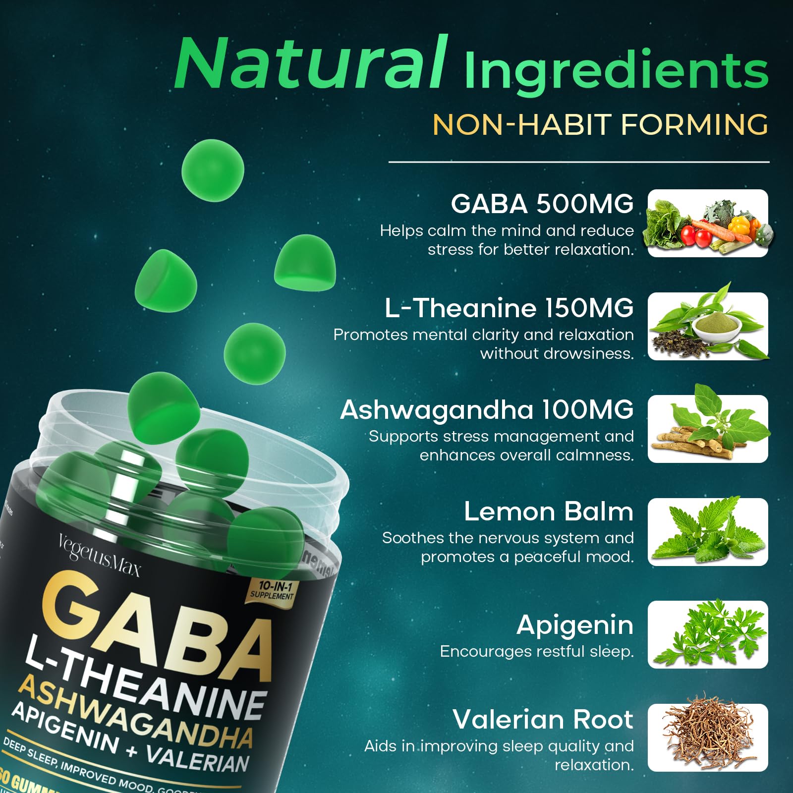 Side view of VEGETUSMAX GABA Gummies container