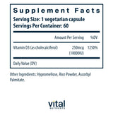 Side view of Vital Nutrients Vitamin D3 10000 IU bottle