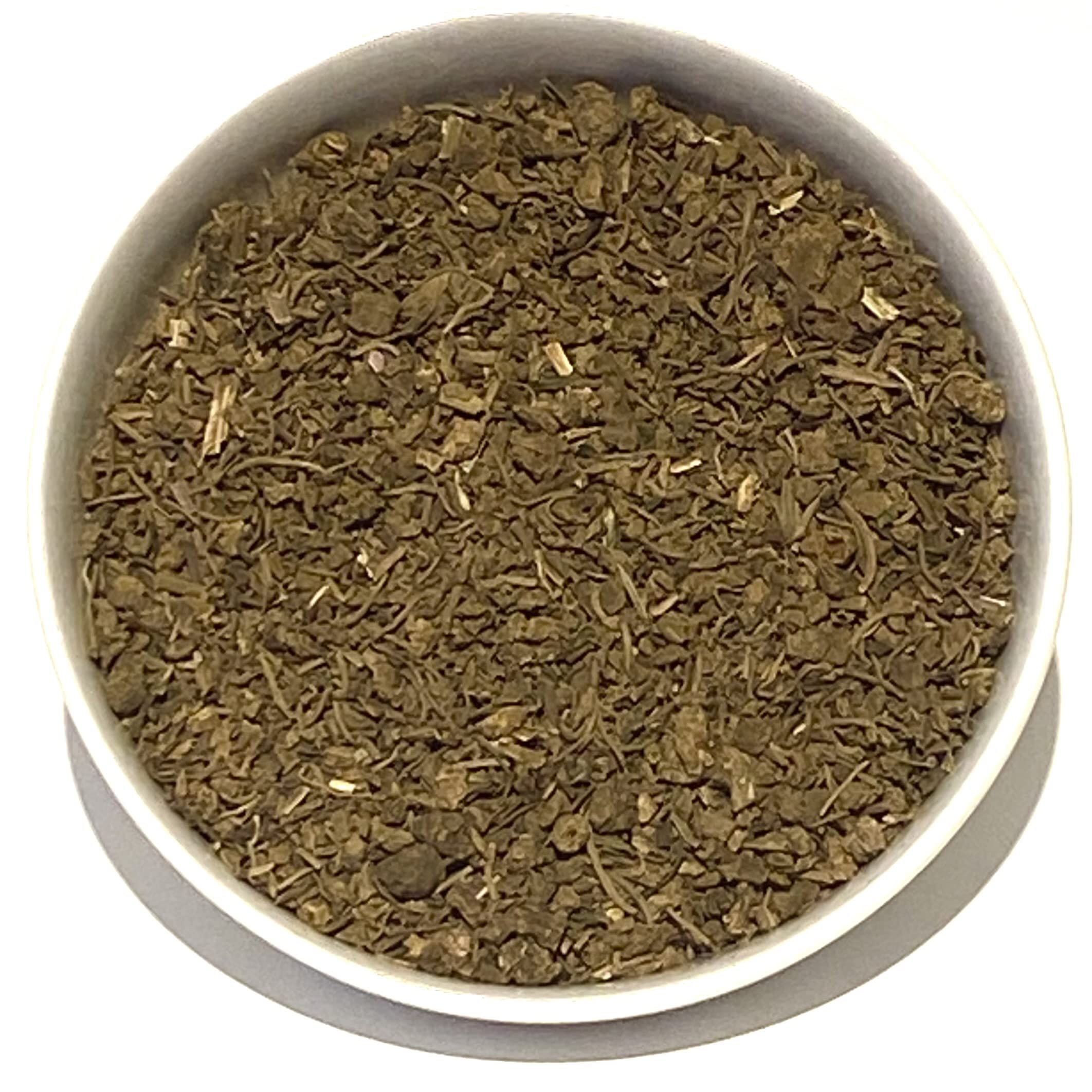 Side view of White Label Organic Valerian Root Cut 57g pouch