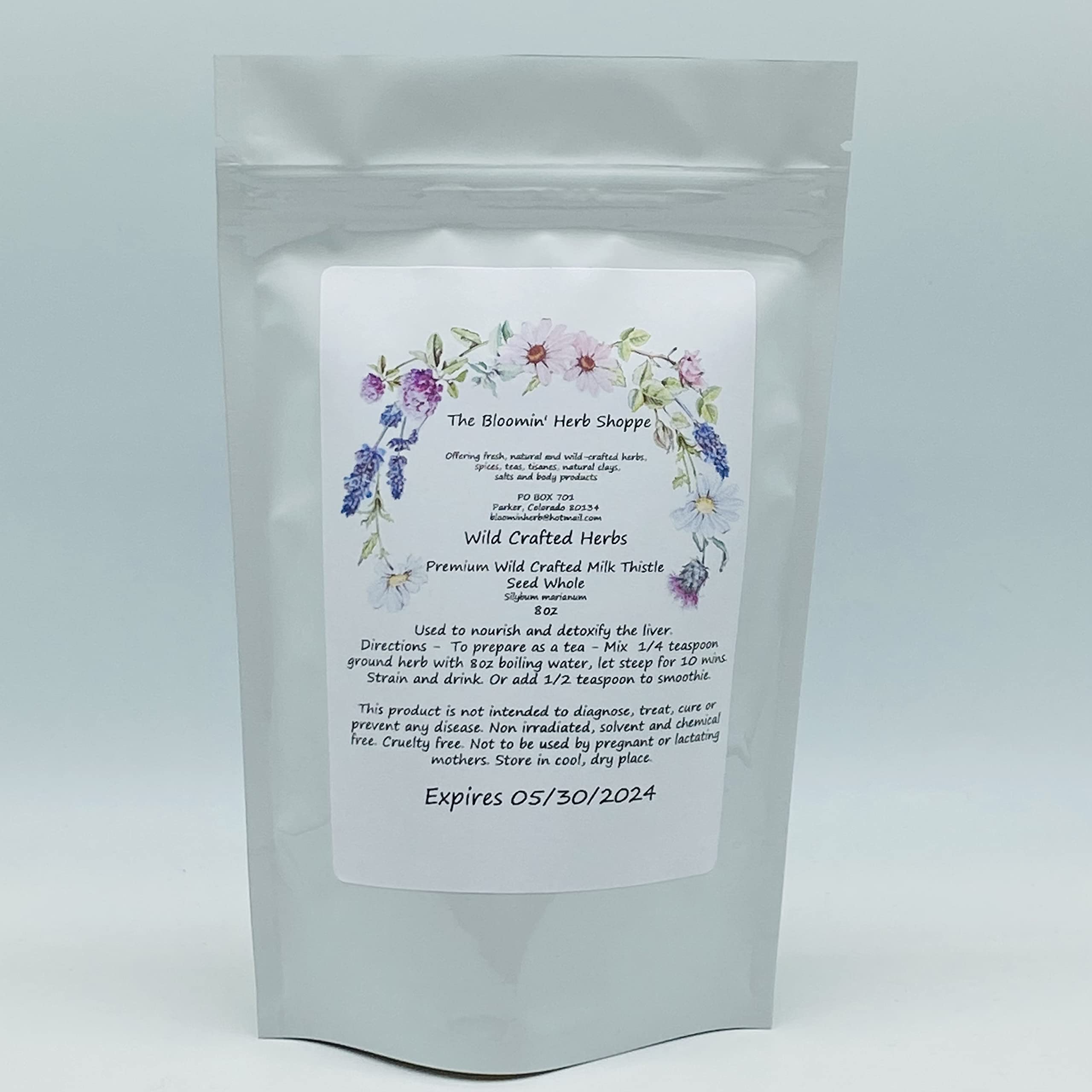 Side view of White Label Premium Milk Thistle Seed pouch