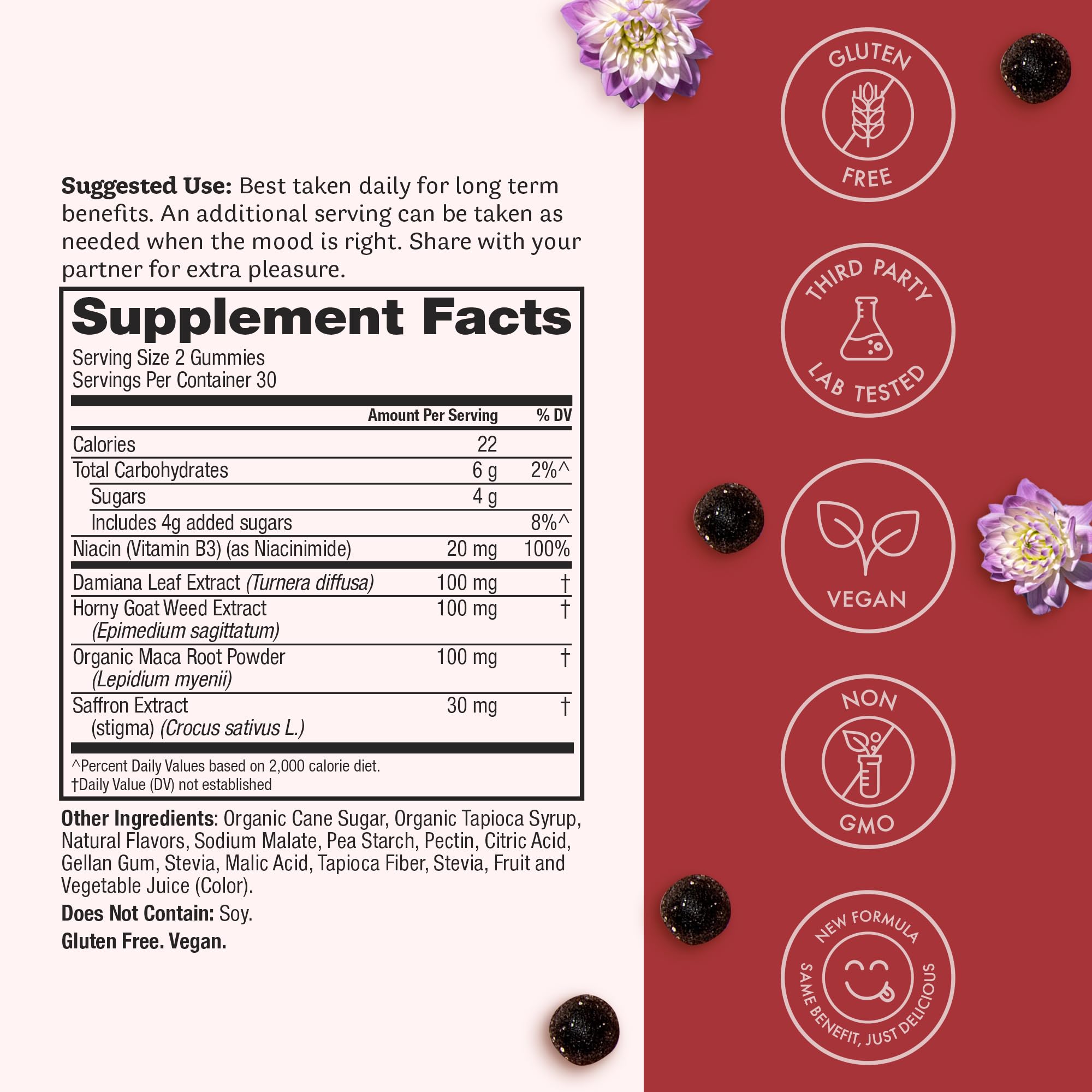 Side view of Winged Wellness Love Bites Gummies bottle