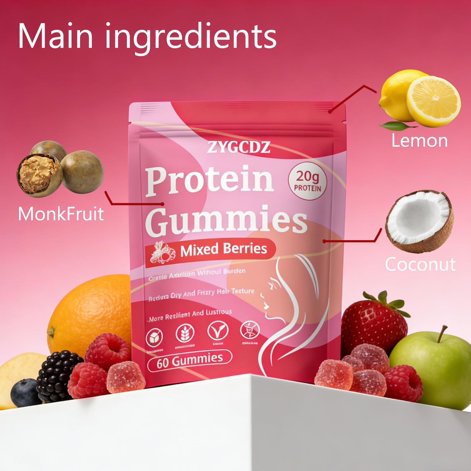 Side view of YKSDQ Collagen Gummies bottle