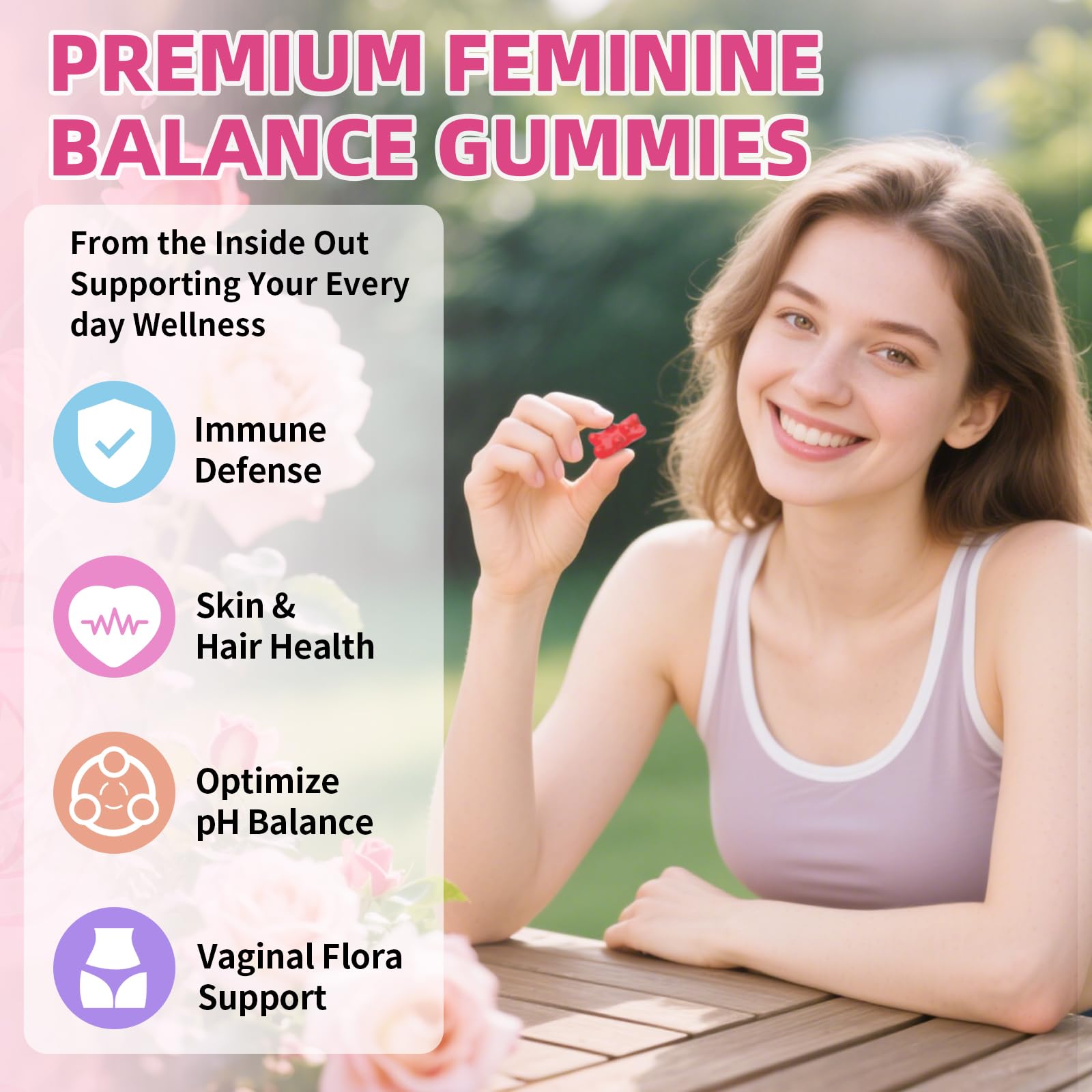 Side view of YUULAI Feminine Balance Gummies packaging