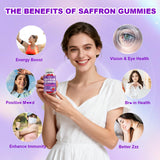 Side view of YUULAI Saffron Gummies showing ingredients