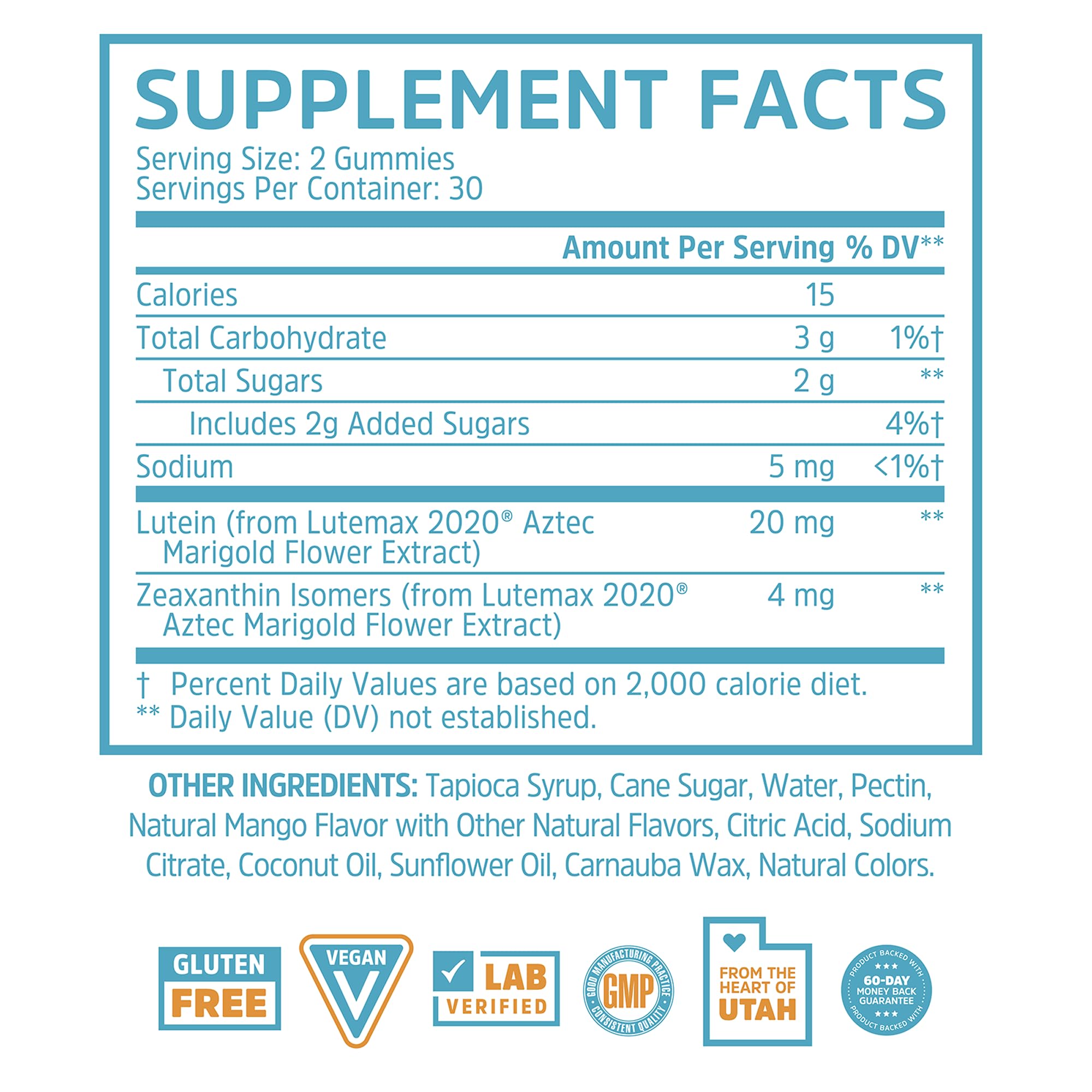 Side view of ZHOU Blue Light Gummies packaging