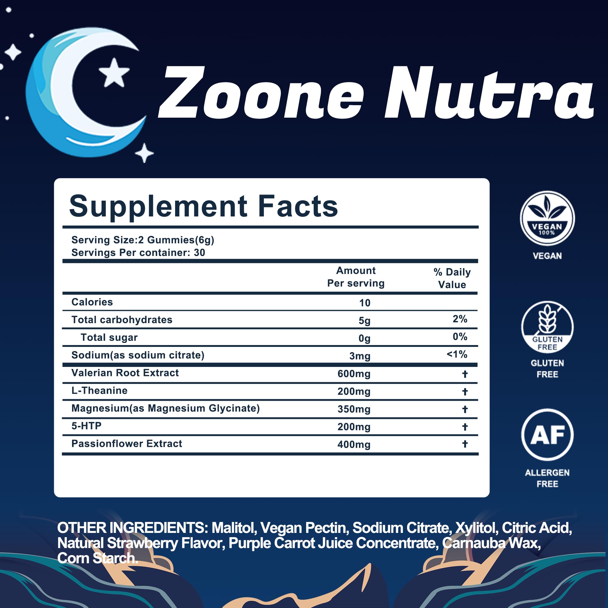 Side view of Zoone Nutra Sleep Gummies bottle