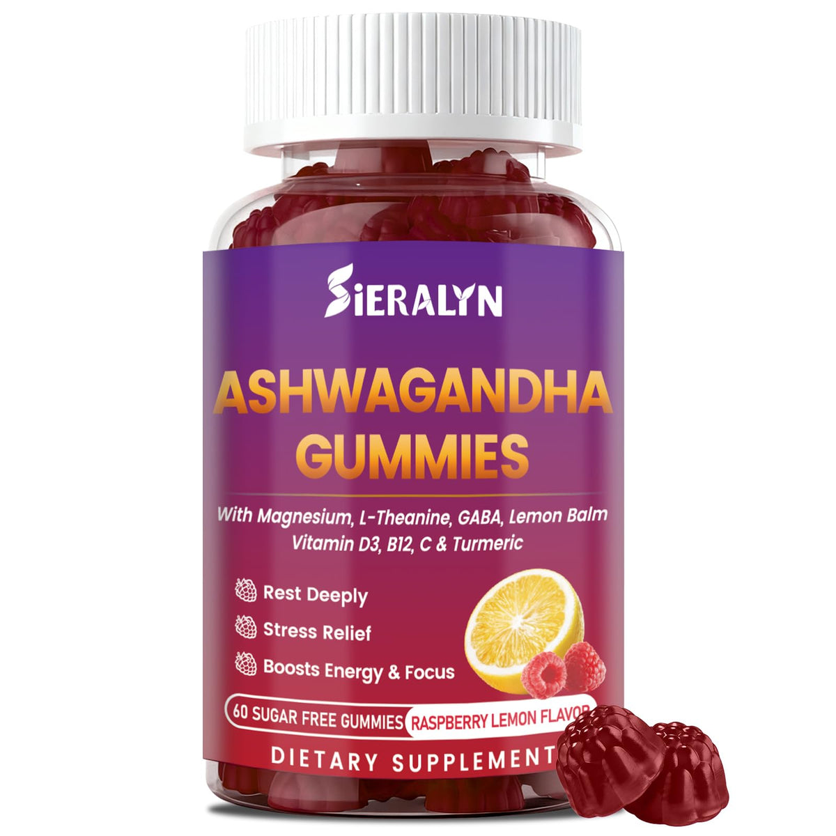 Sieralyn Ashwagandha Gummies bottle front view with label