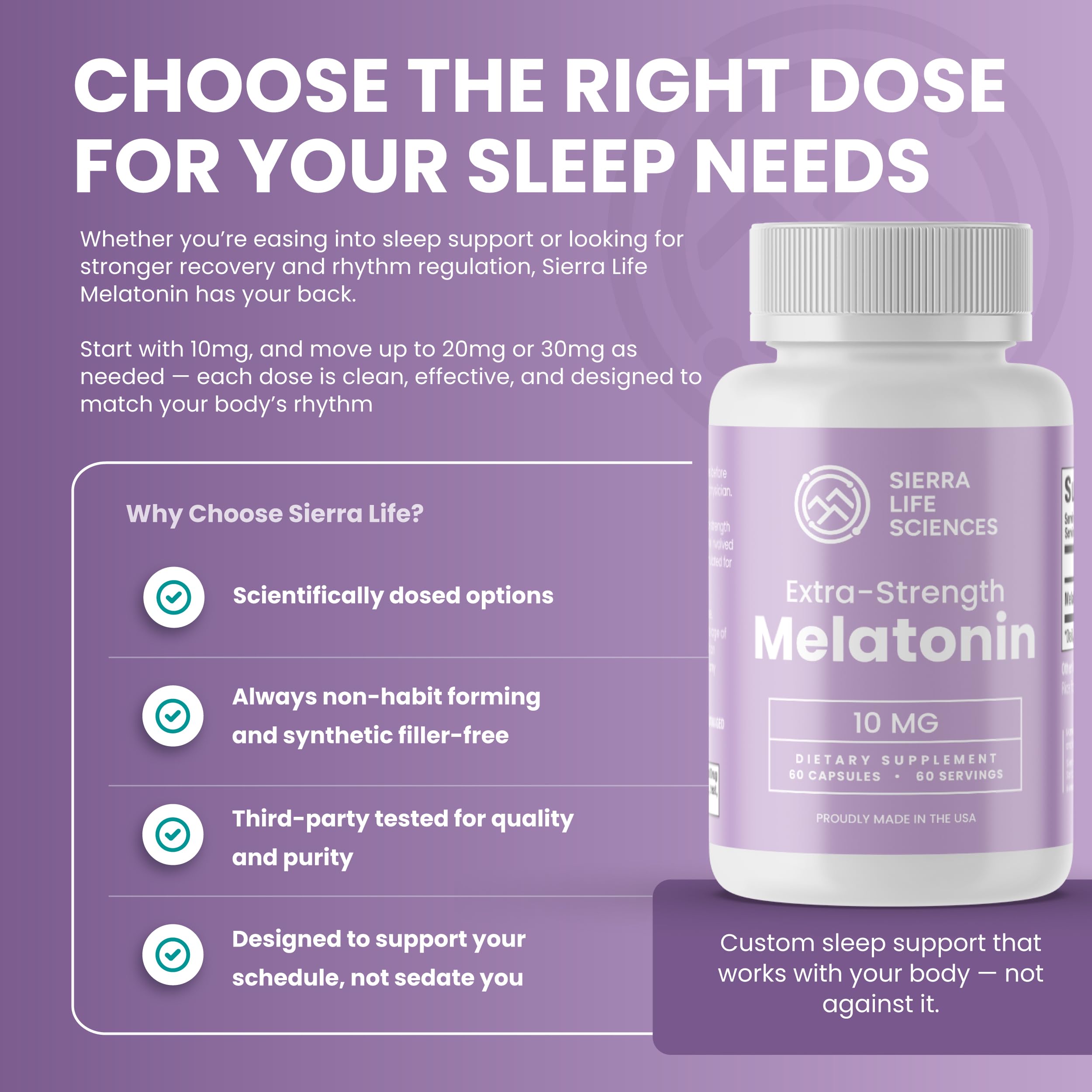 SIERRA LIFE SCIENCES Melatonin 10mg capsule close-up