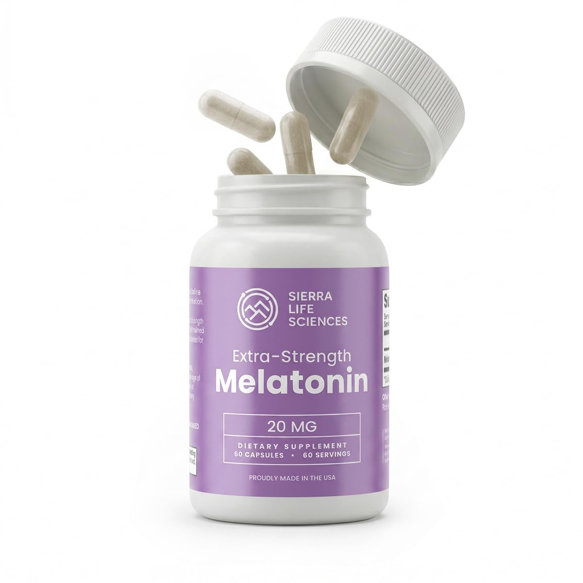 SIERRA LIFE SCIENCES Melatonin 20mg capsules front view
