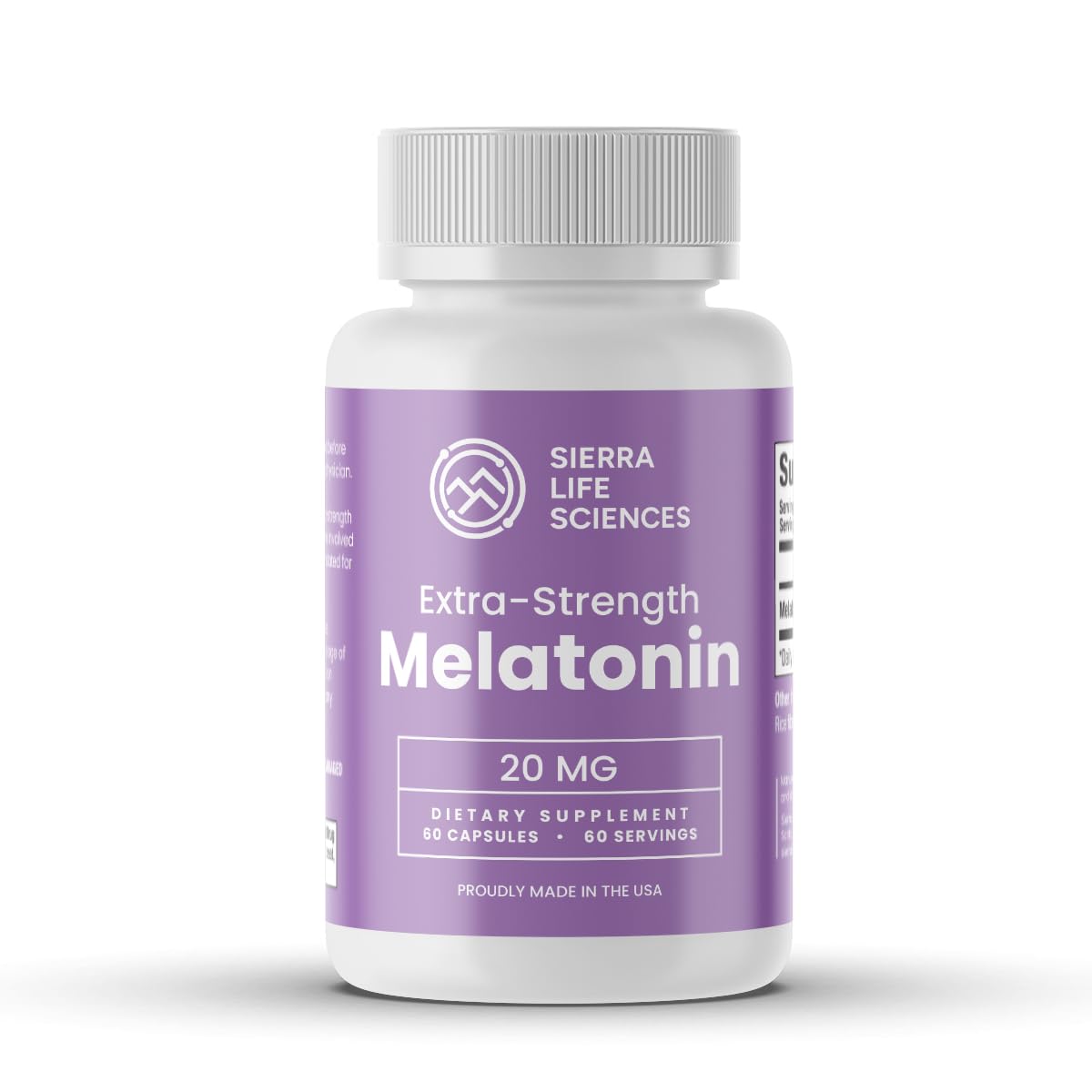 SIERRA LIFE SCIENCES Melatonin 20mg capsules side view