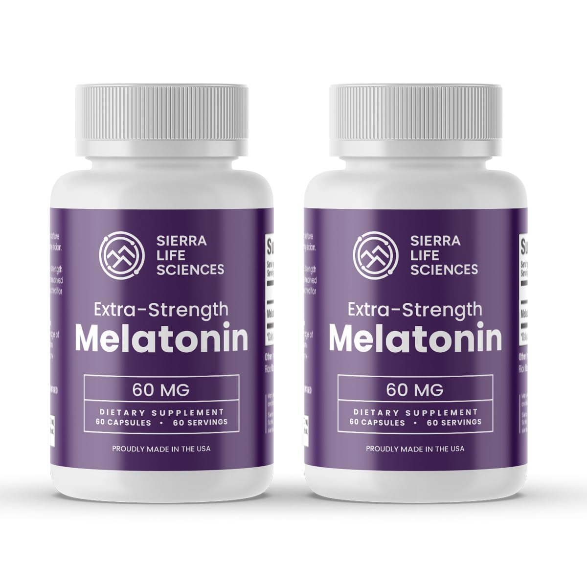 SIERRA LIFE SCIENCES Melatonin 60mg Extra Strength capsules front view