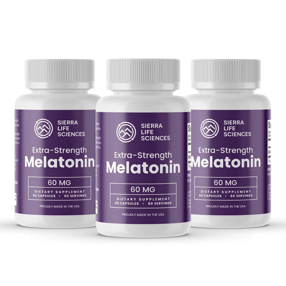 SIERRA LIFE SCIENCES Melatonin 60mg Extra Strength capsules front view