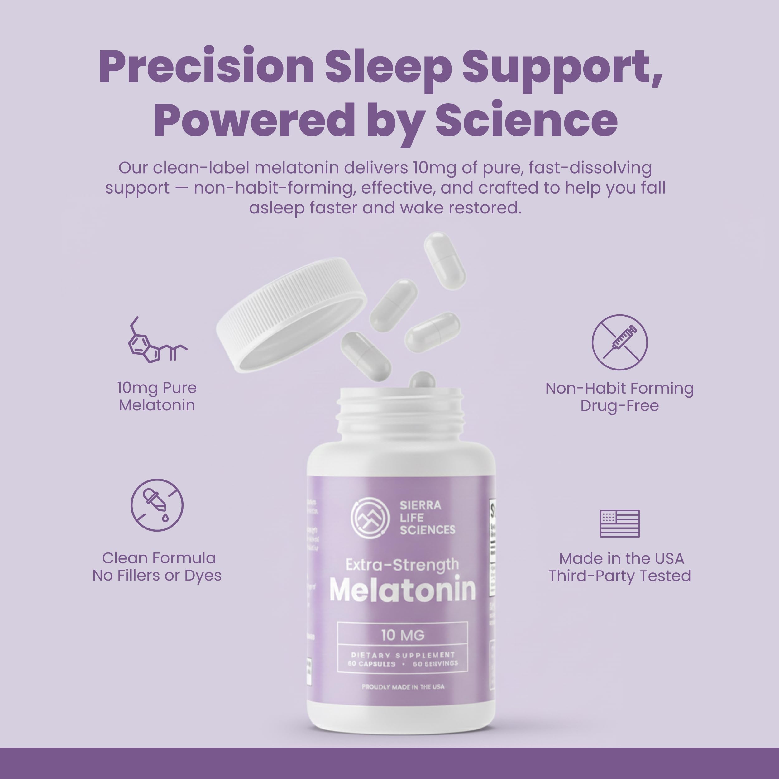 SIERRA LIFE SCIENCES Melatonin capsules on a wooden table