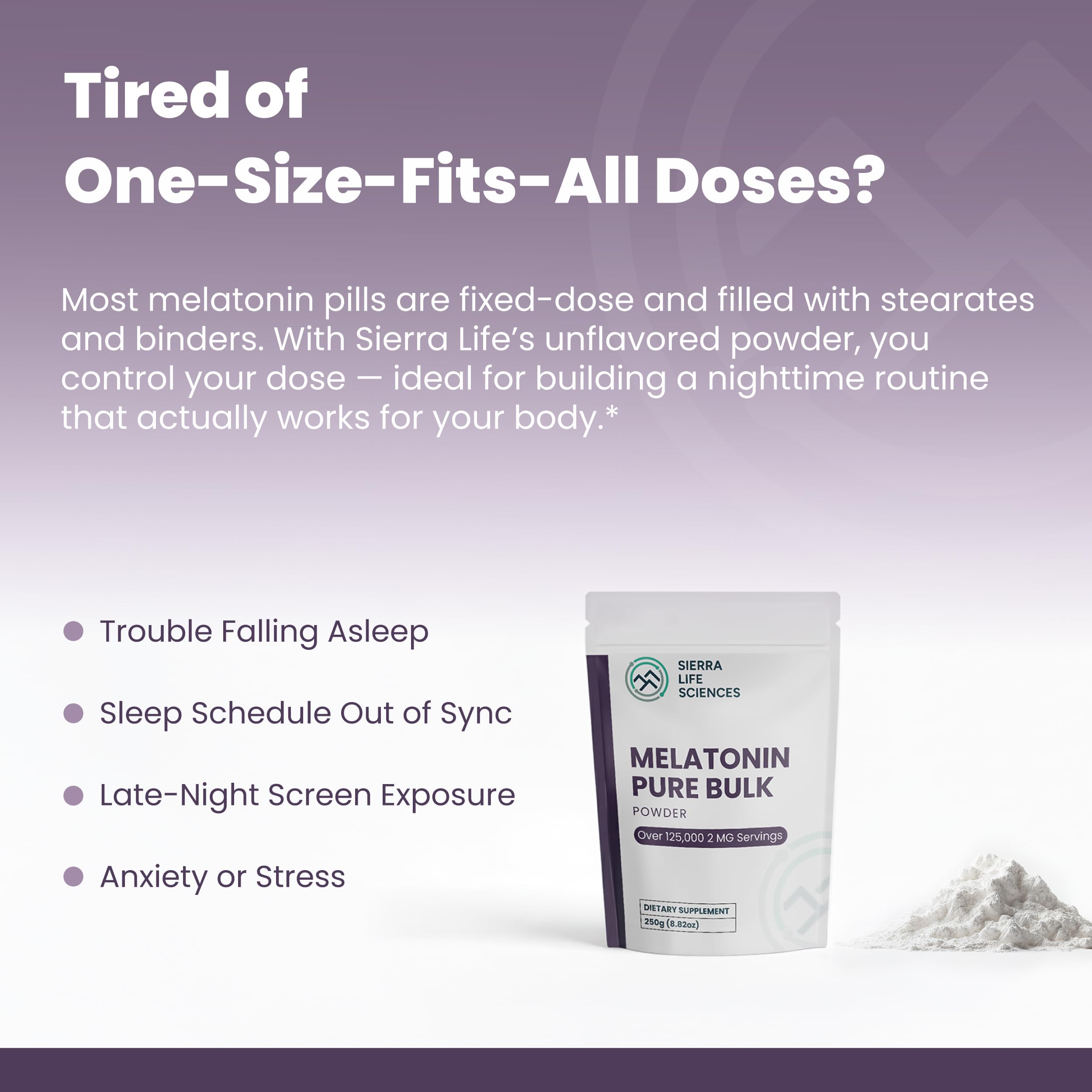 SIERRA LIFE SCIENCES Melatonin Powder 500g back view