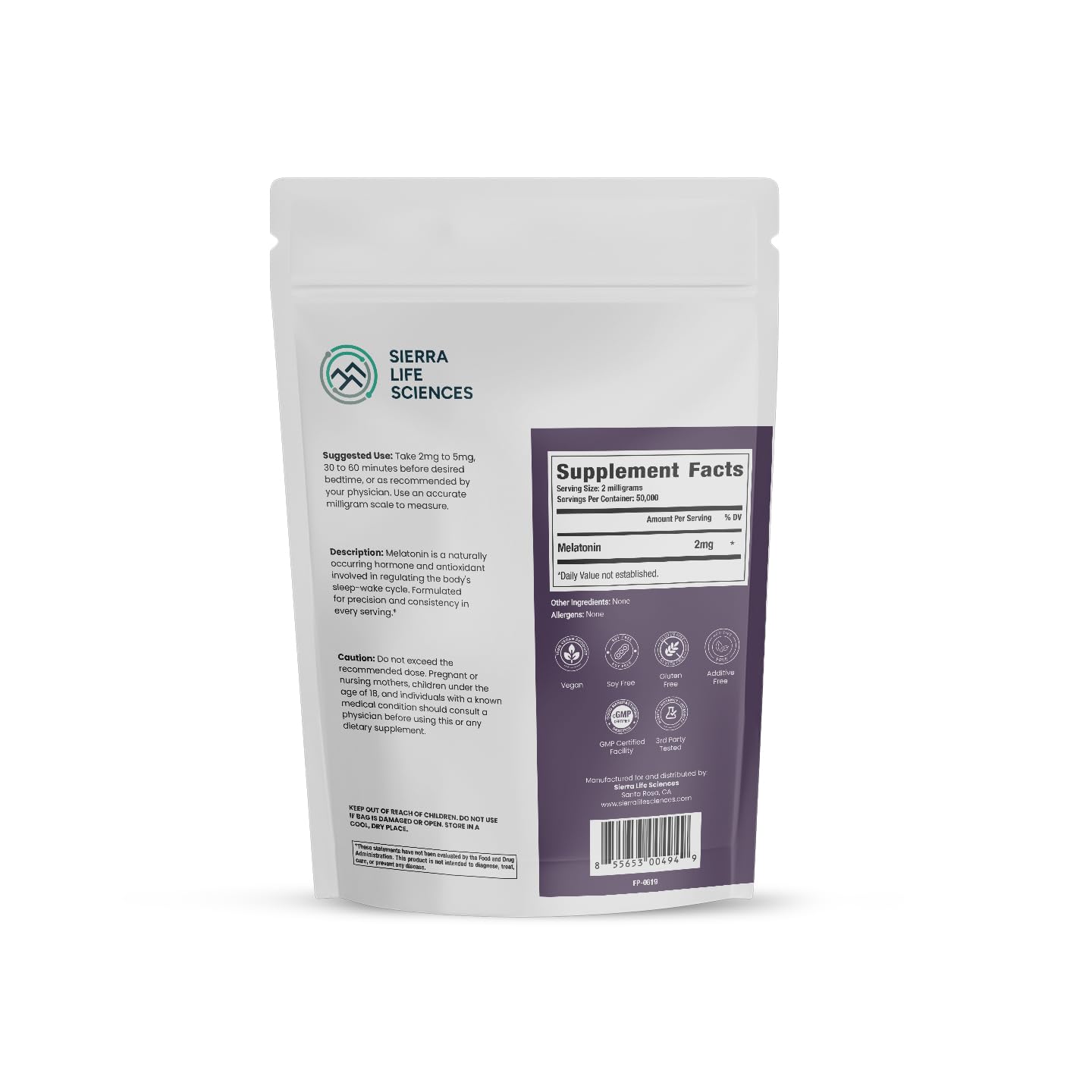 SIERRA LIFE SCIENCES Melatonin Powder with measuring spoon