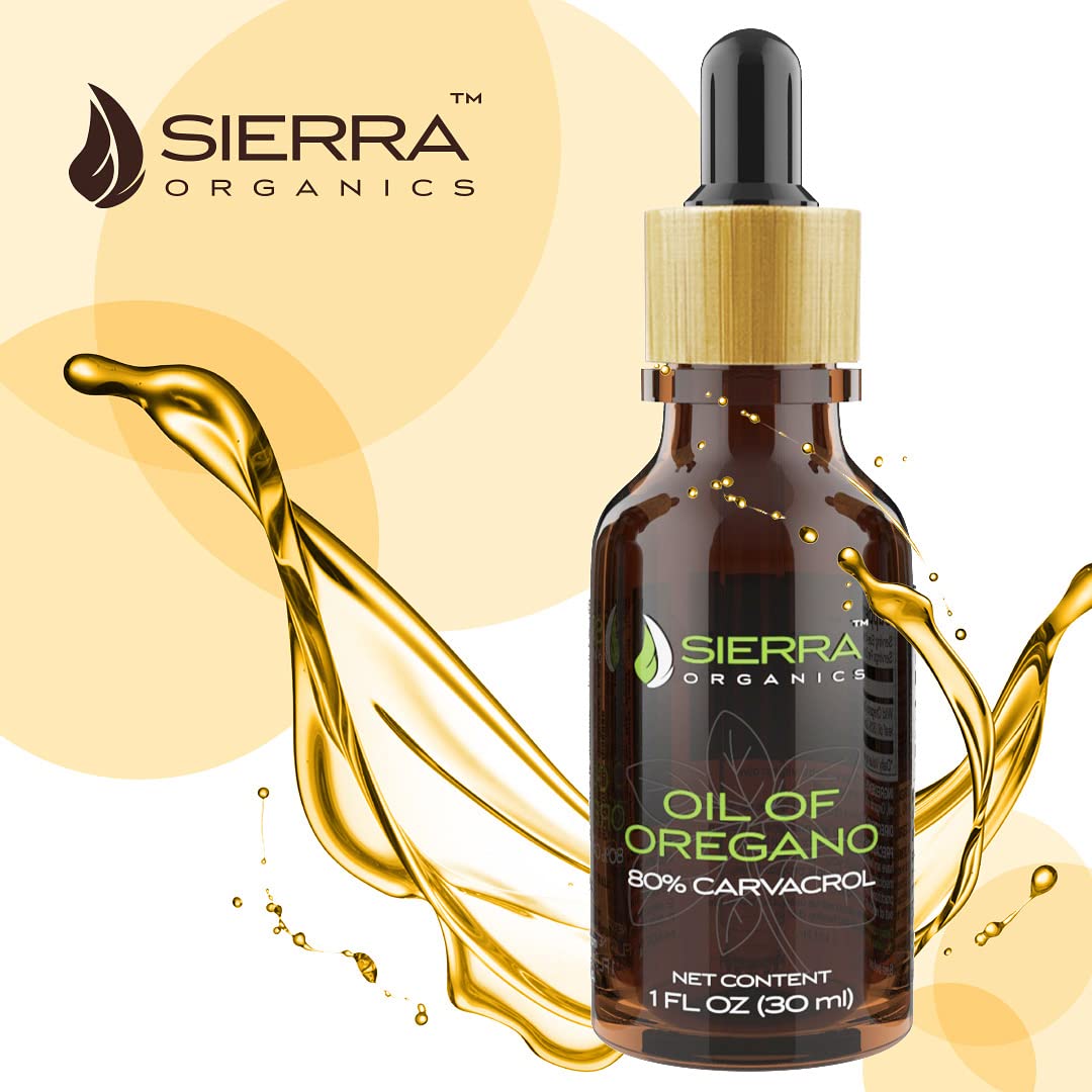 Sierra Organics Oregano Oil 79g bottle with measuring drops