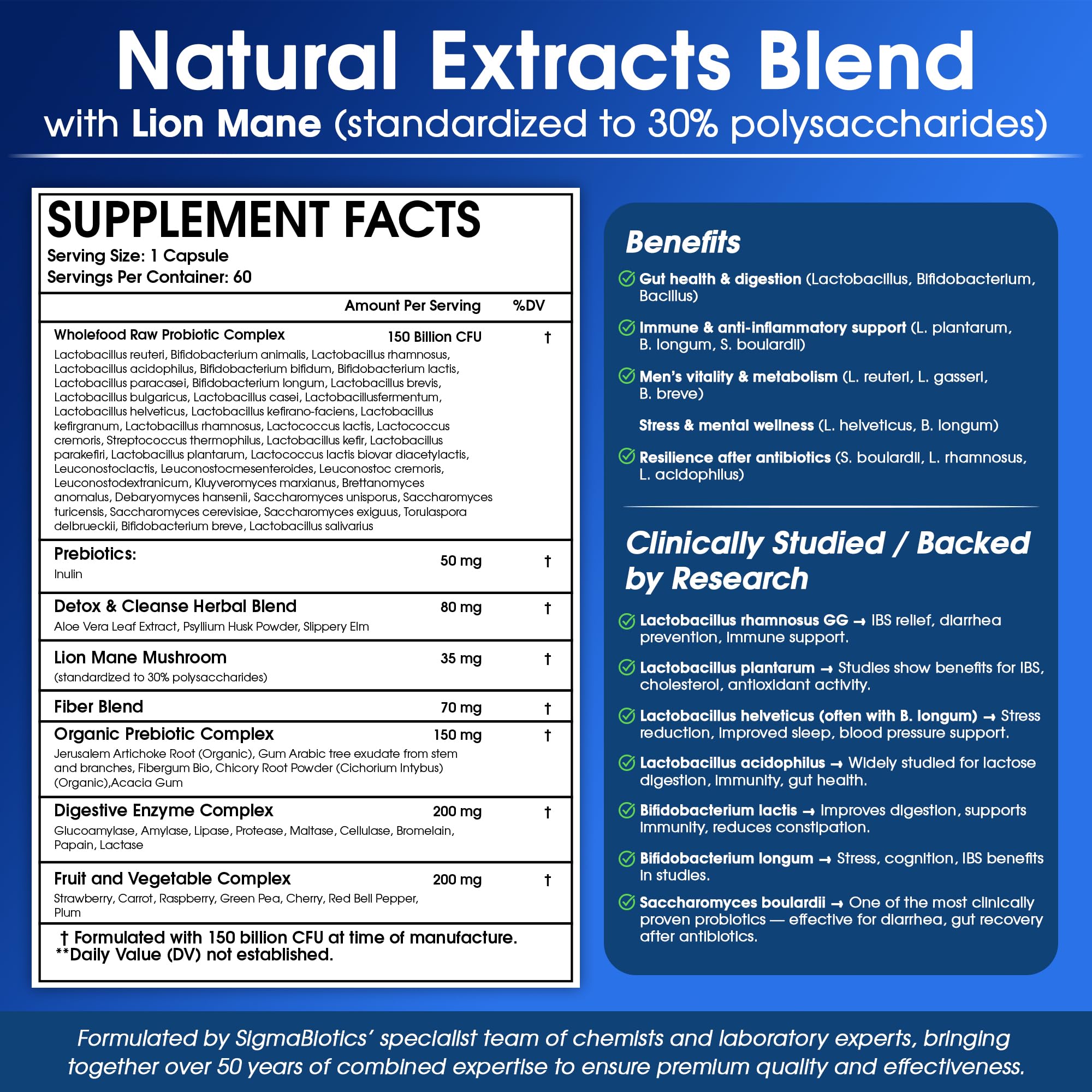 SigmaBiotics Probiotic Supplement bottle with cap