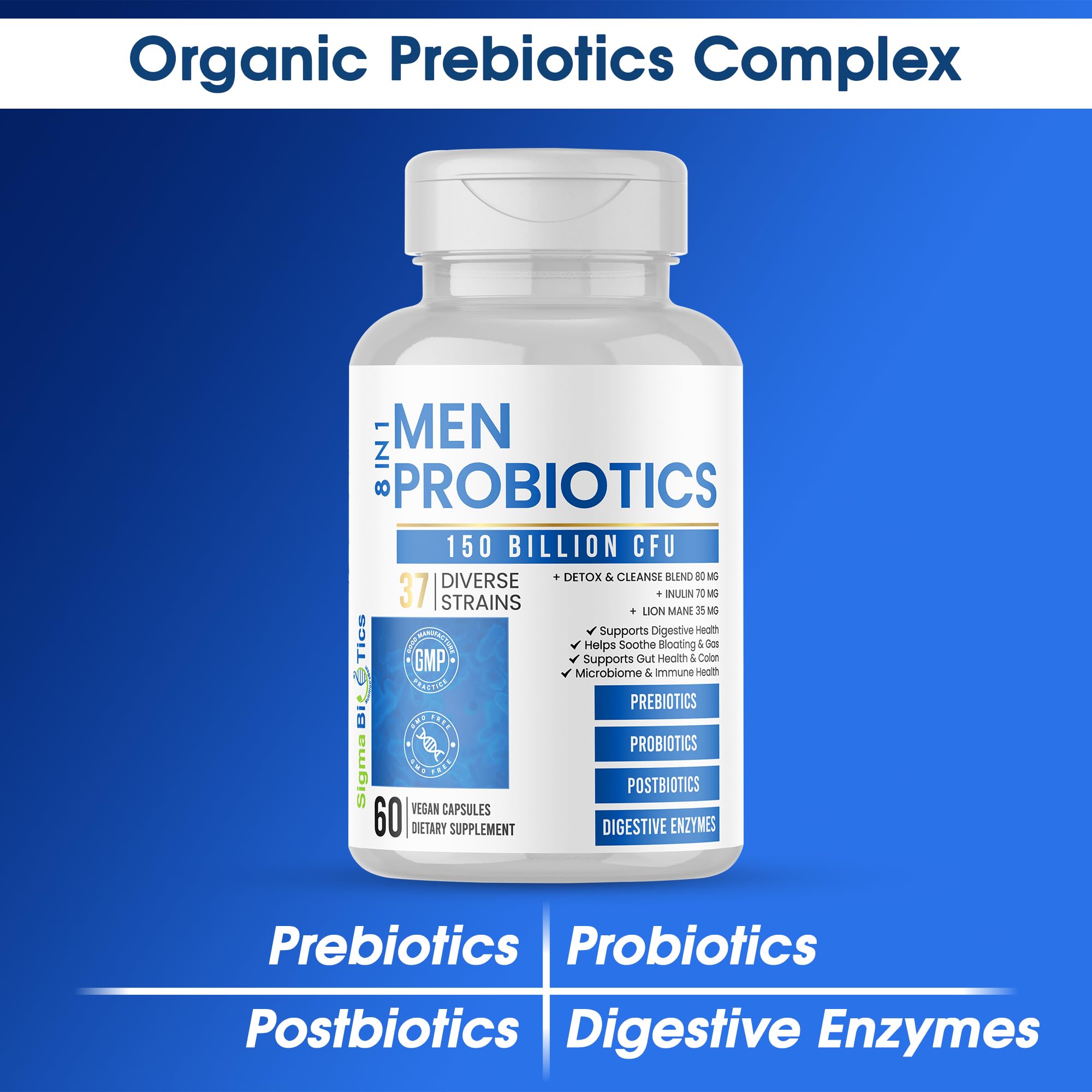 SigmaBiotics Probiotic Supplement bottle with natural background
