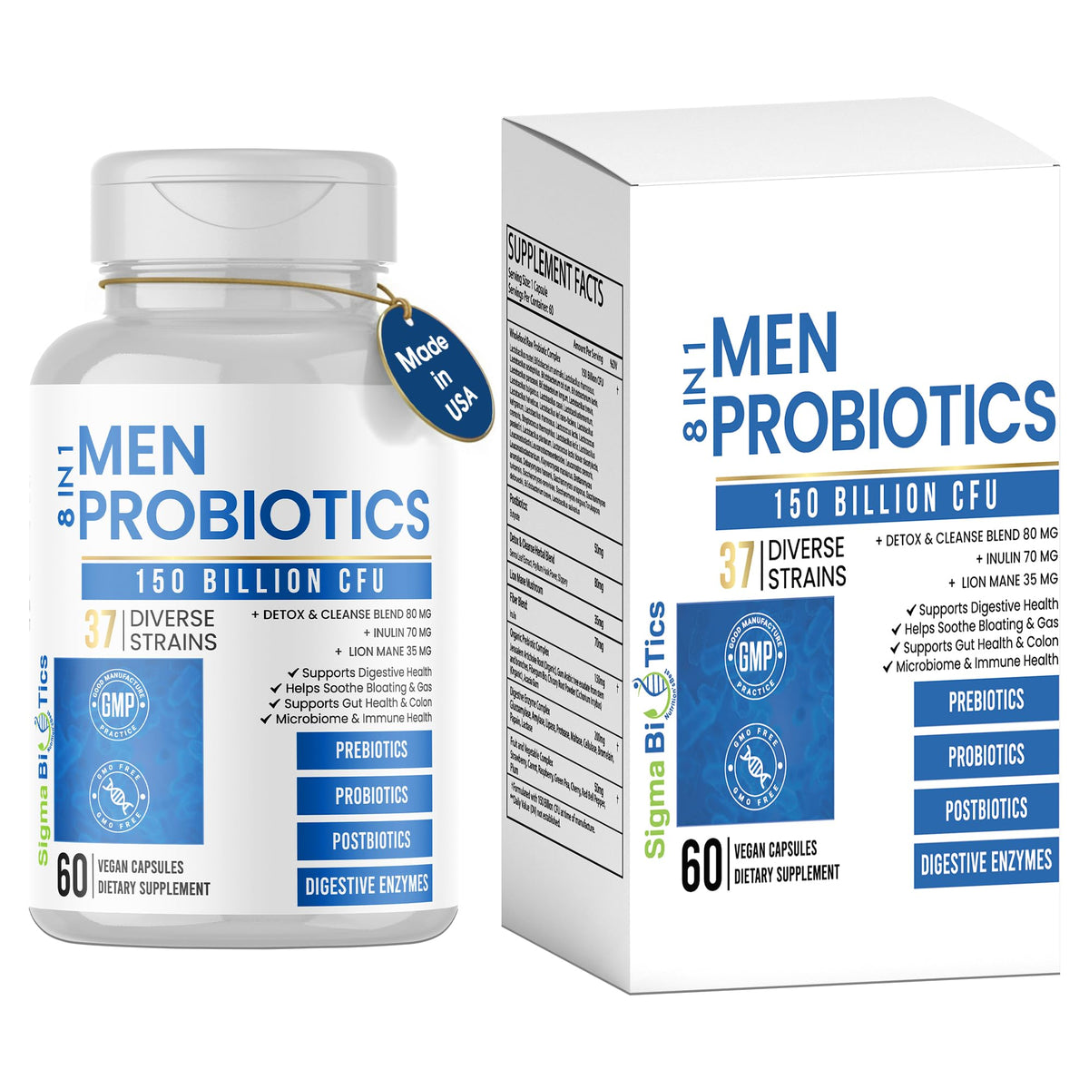 SigmaBiotics Probiotic Supplement front view with label