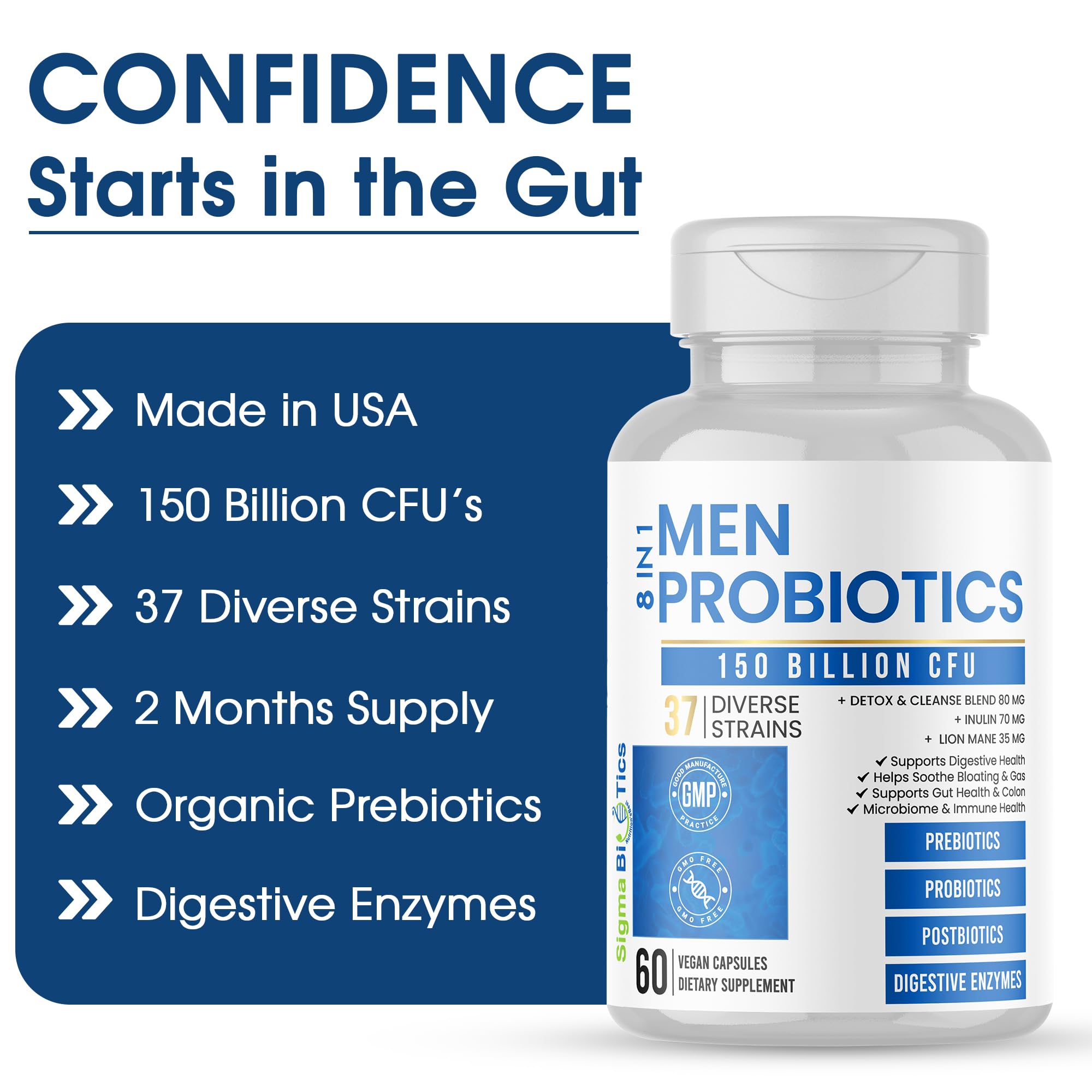 SigmaBiotics Probiotic Supplement side view showing capsule