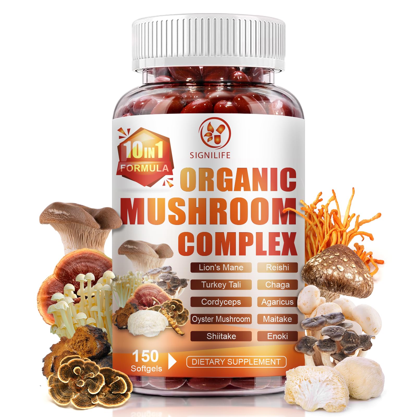 SIGNILIFE 10-in-1 Mushroom Supplement Softgels front view