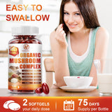 SIGNILIFE 10-in-1 Mushroom Supplement Softgels with measuring spoon