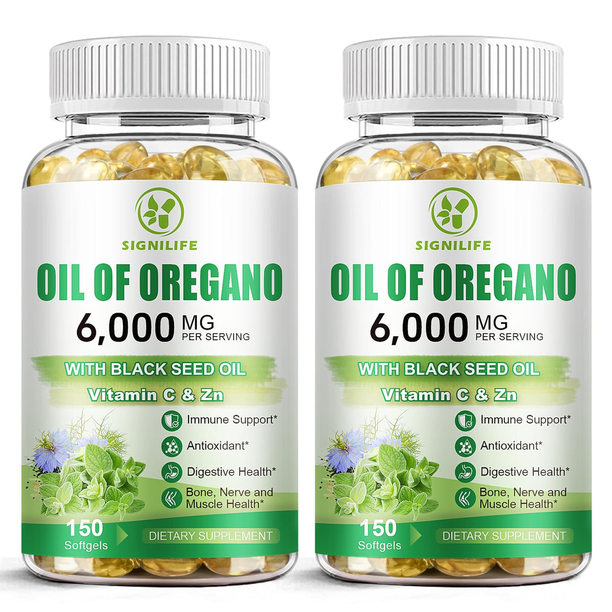 SIGNILIFE Oregano Oil Softgels 300 count front view