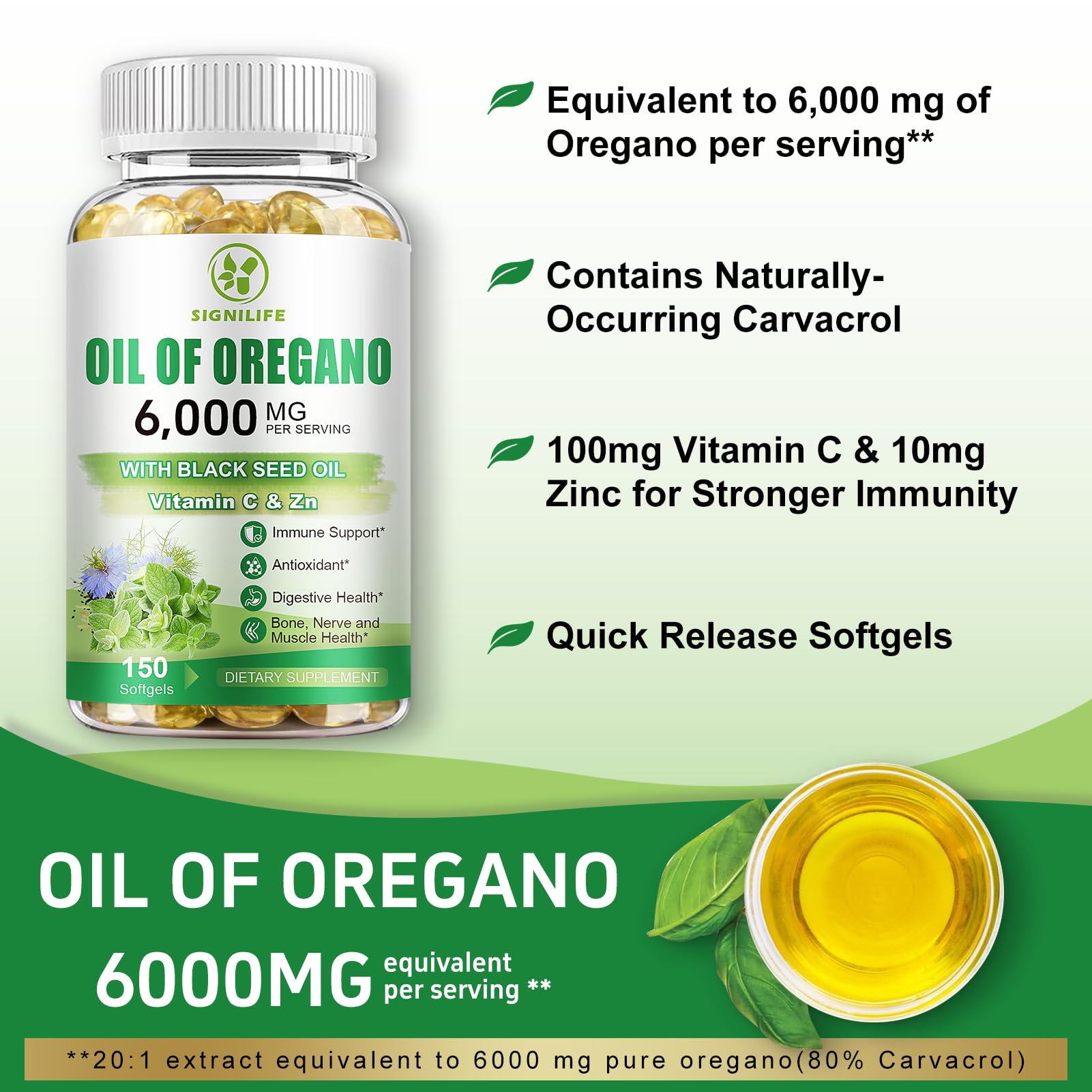 SIGNILIFE Oregano Oil Softgels opened bottle