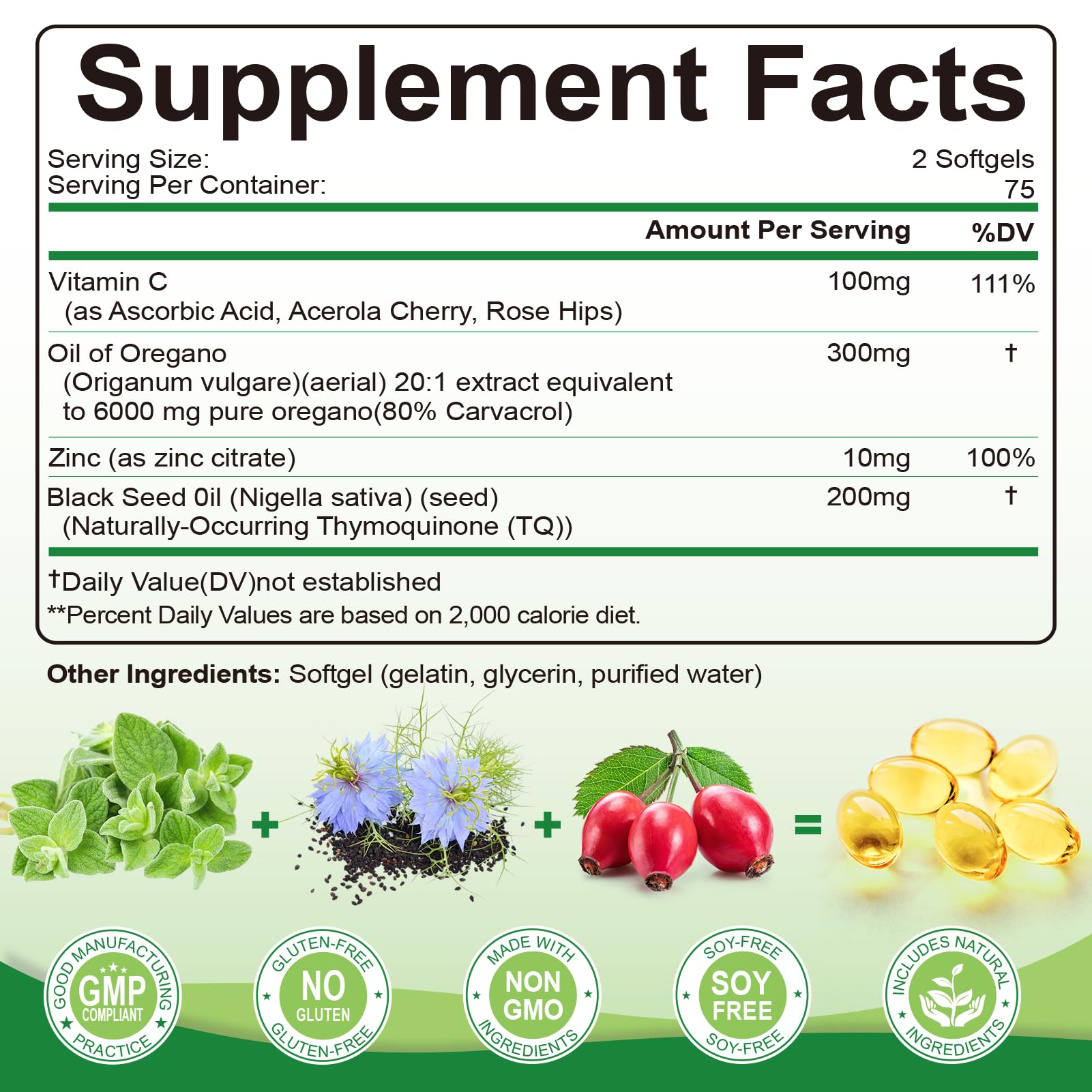 SIGNILIFE Oregano Oil Softgels side view showing capsule