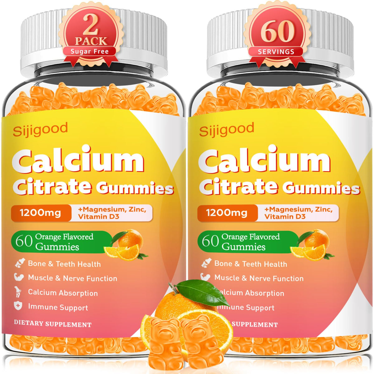 Sijigood Calcium Citrate Gummies front view with packaging